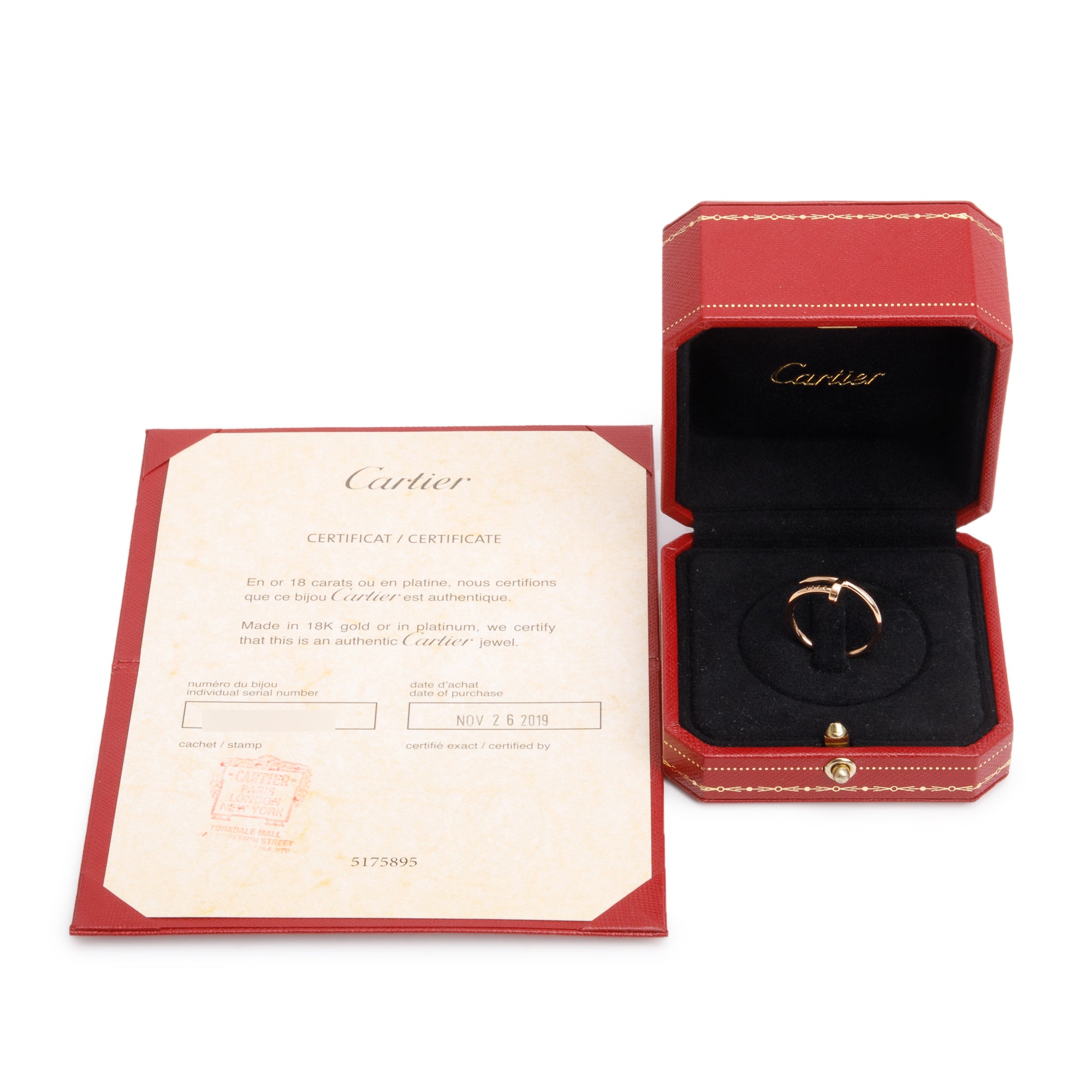 Cartier 18k Rose Gold Juste Un Clou Ring, Small Model, Size 54 6.75 w/ Box & Certificate