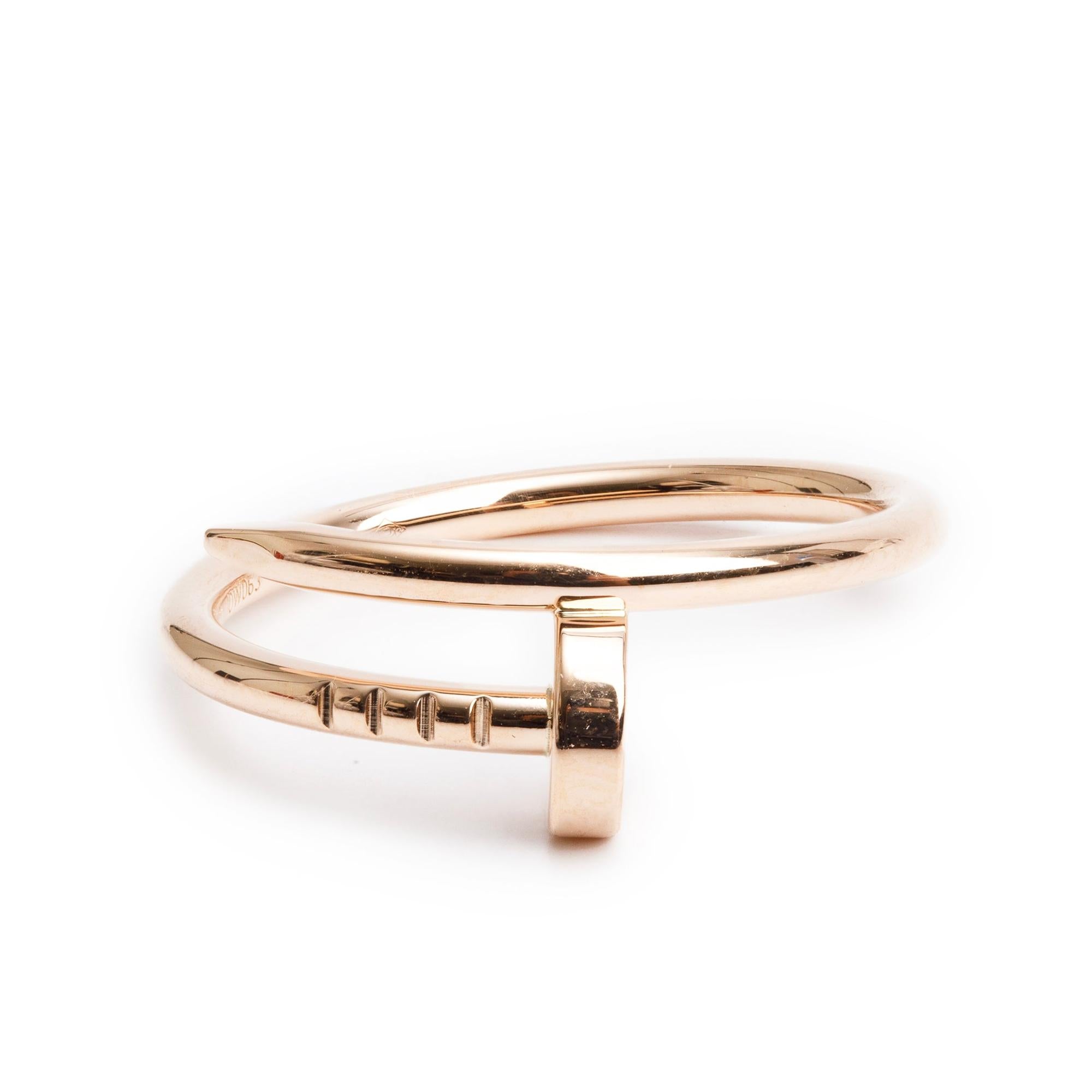 Cartier 18k Rose Gold Juste Un Clou Ring, Small Model, Size 54 6.75 w/ Box & Certificate