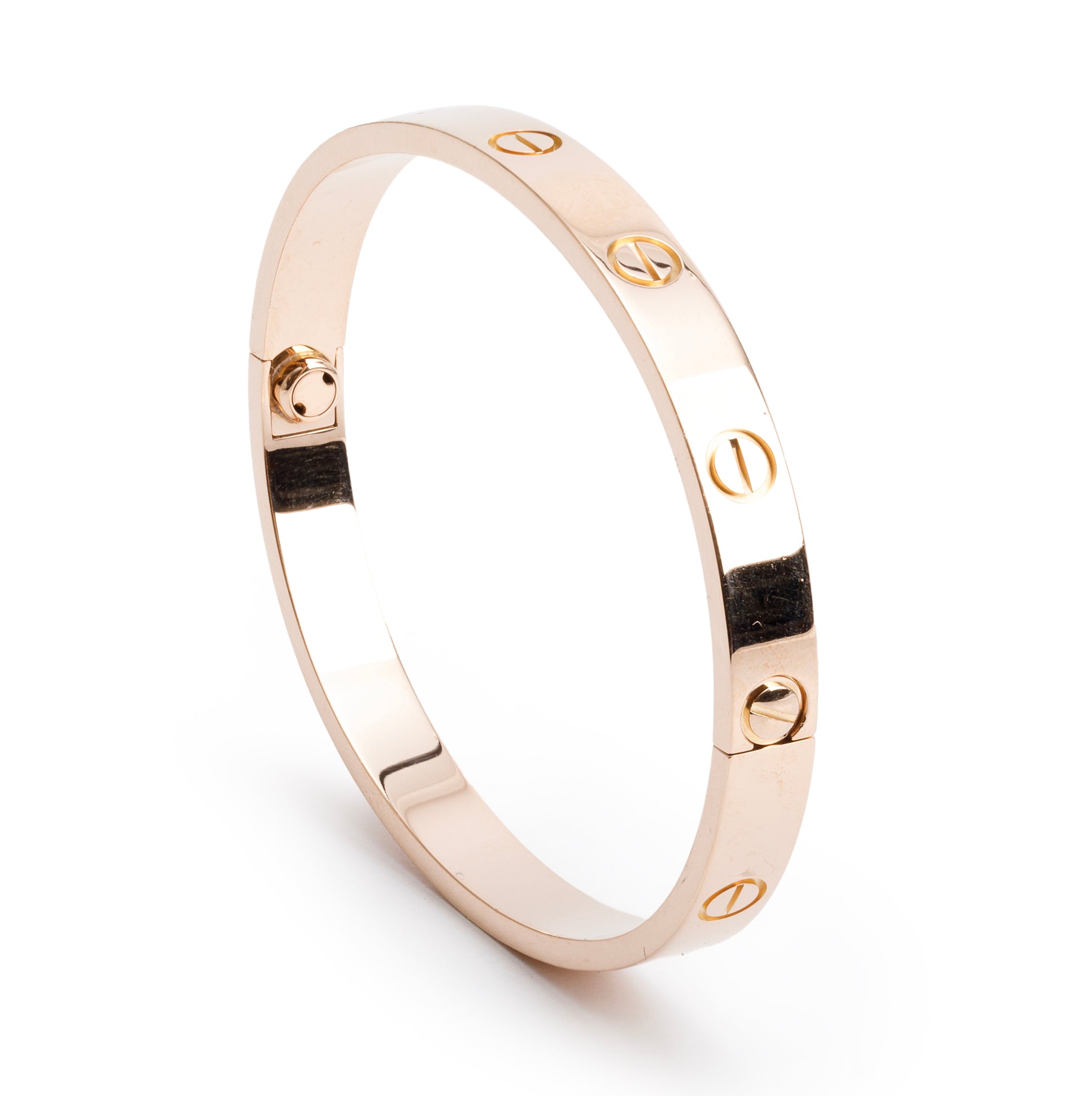 Cartier 18k Rose Gold Love Bracelet, Size 17 w/ Box, Receipt & Certificate