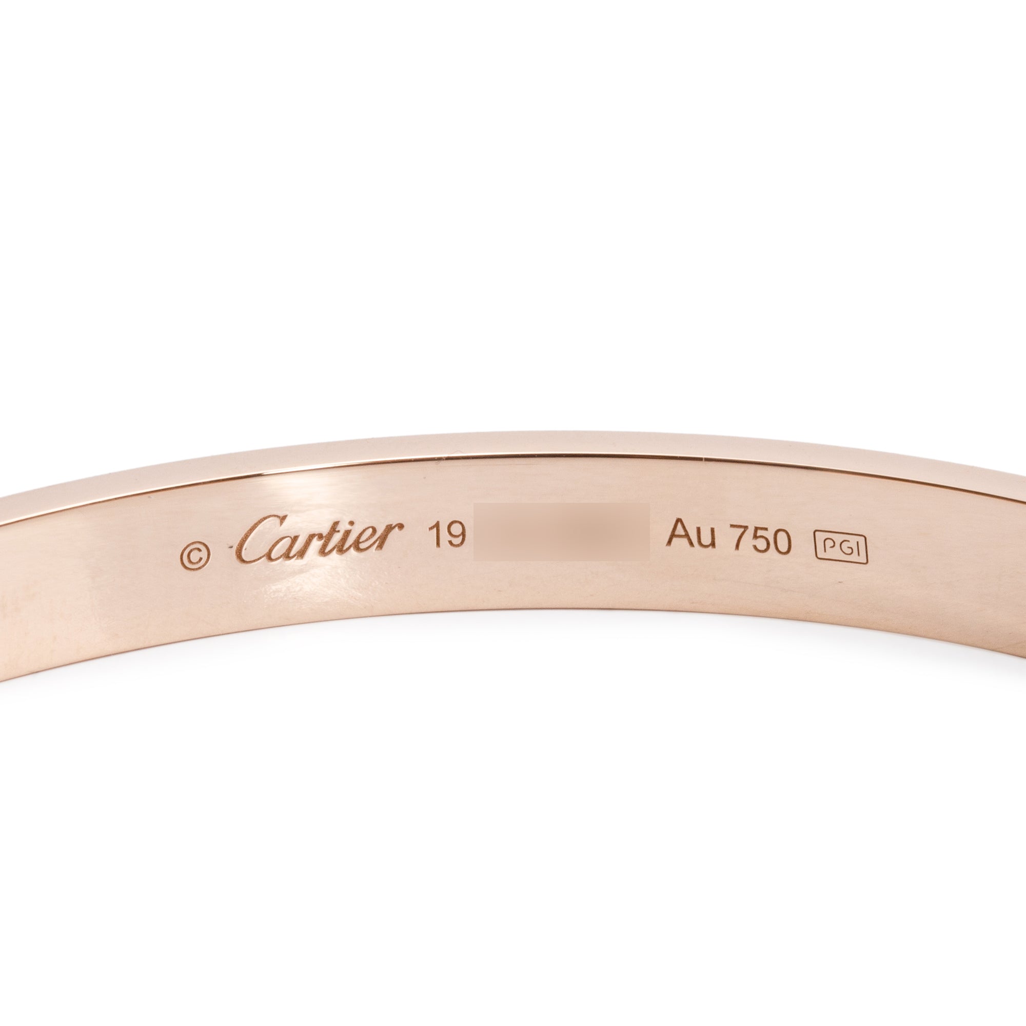 Cartier 18k Rose Gold Love Cuff, Size 19 w/ Box & Certificate