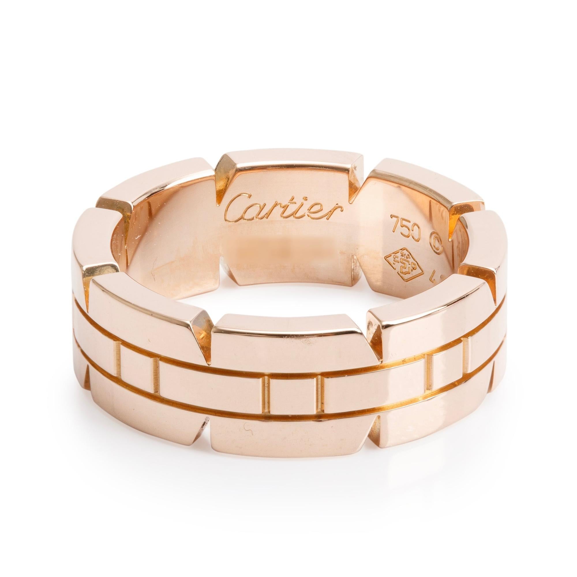 Cartier 18k Rose Gold Tank Francaise Ring, Size 48 4.5 w/ Box