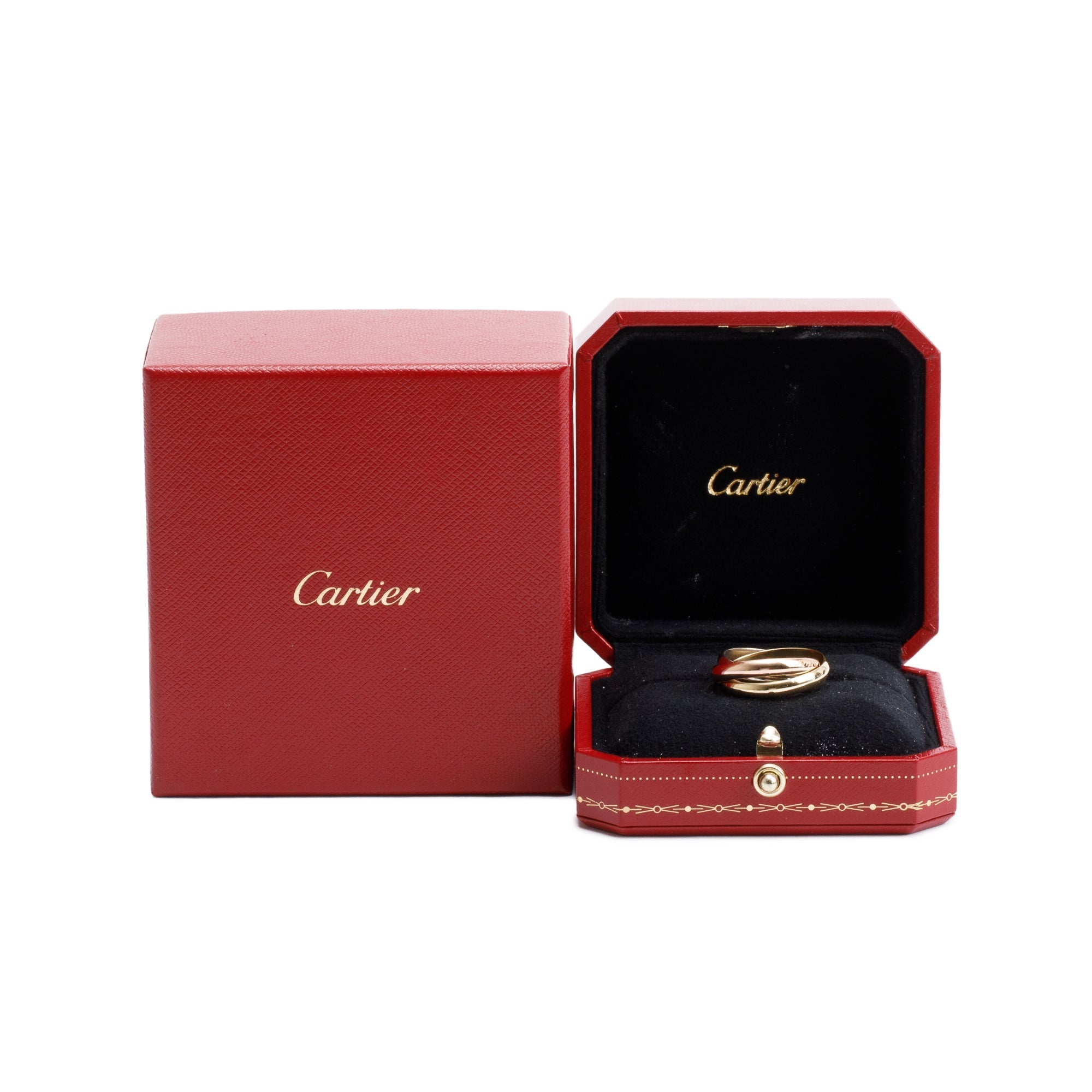 Cartier 18k Tri-Gold Classic Trinity Rolling Ring, Size 57 8 w/ Box