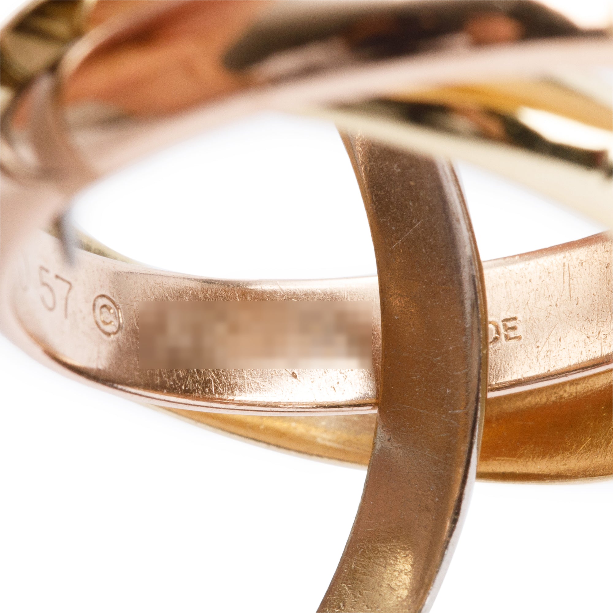Cartier 18k Tri-Gold Classic Trinity Rolling Ring, Size 57 8 w/ Box