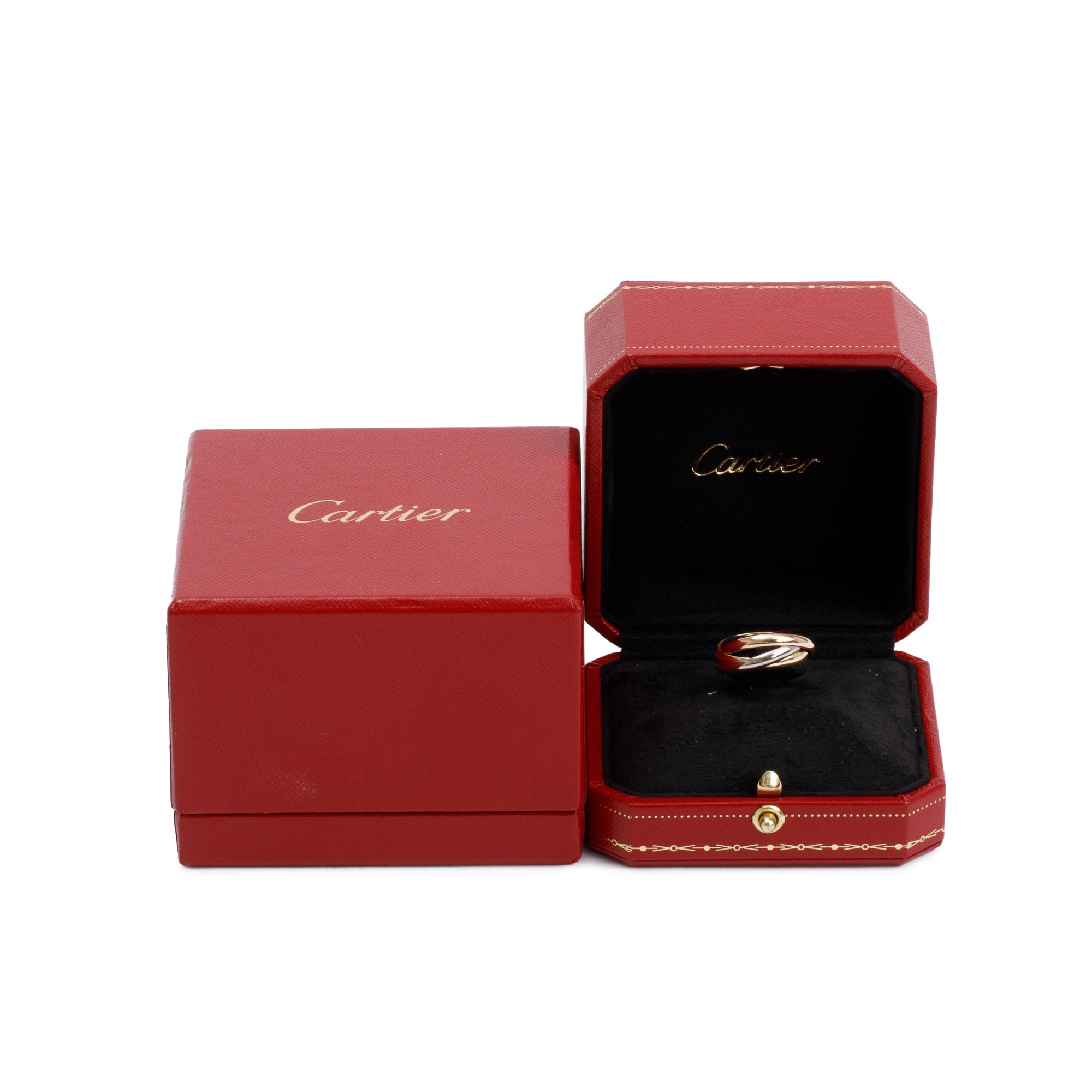 Cartier 18k Tri-Gold Trinity Rolling Ring, Small Model Size 54 7 w/ Box