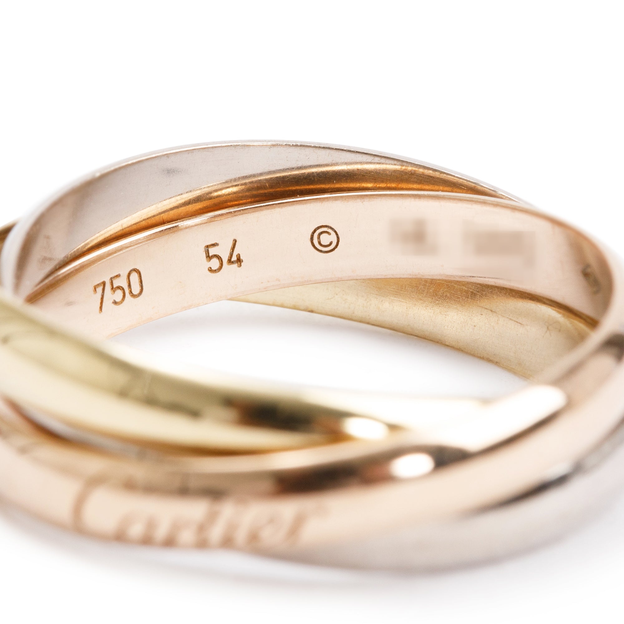 Cartier 18k Tri-Gold Trinity Rolling Ring, Small Model Size 54 7 w/ Box