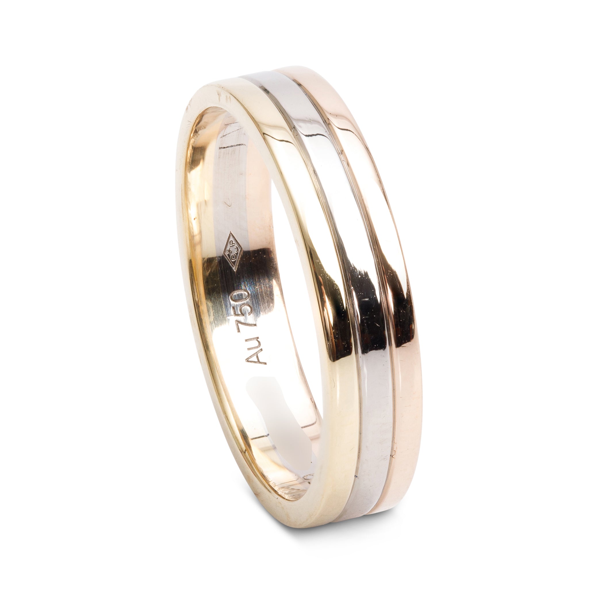 Cartier 18k Tri-Gold Vendome Louis Cartier 4.8 MM Wedding Band Ring, Size 59 8.75