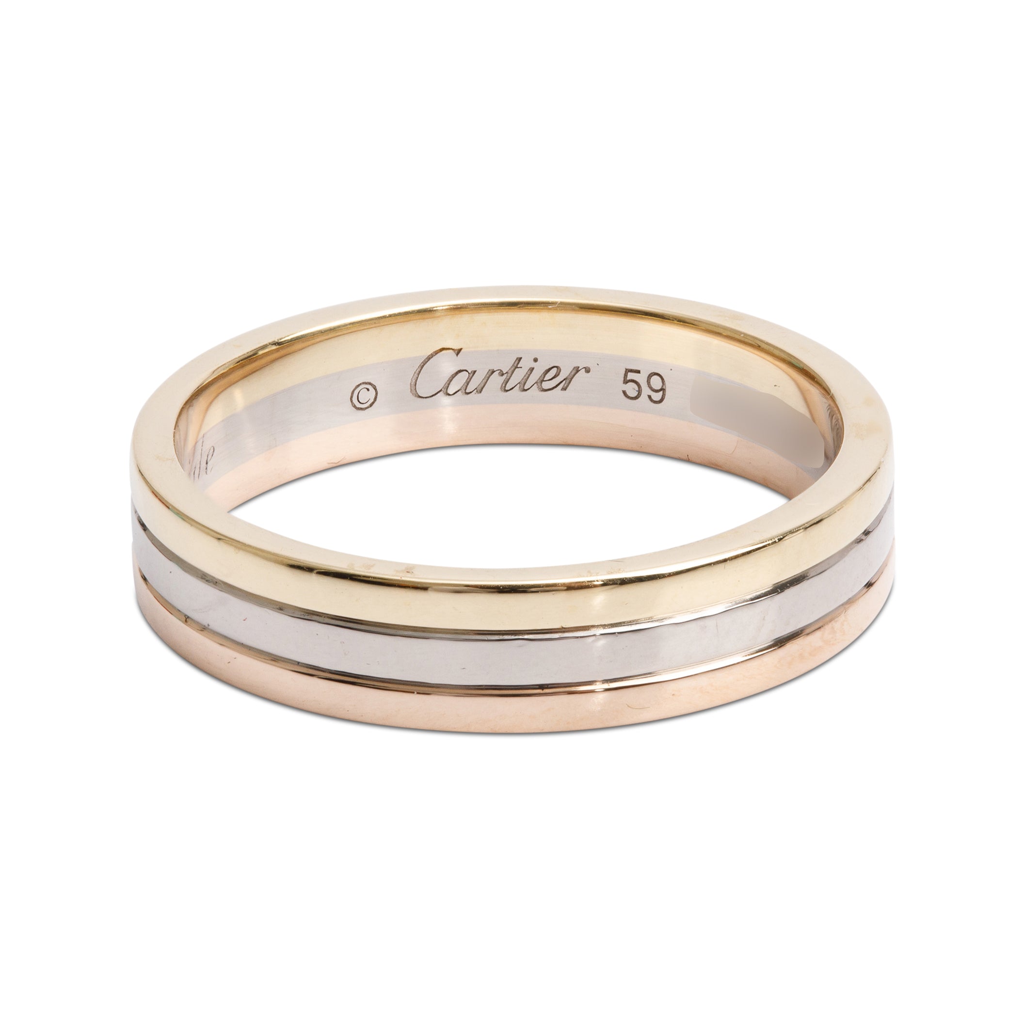 Cartier 18k Tri-Gold Vendome Louis Cartier 4.8 MM Wedding Band Ring, Size 59 8.75