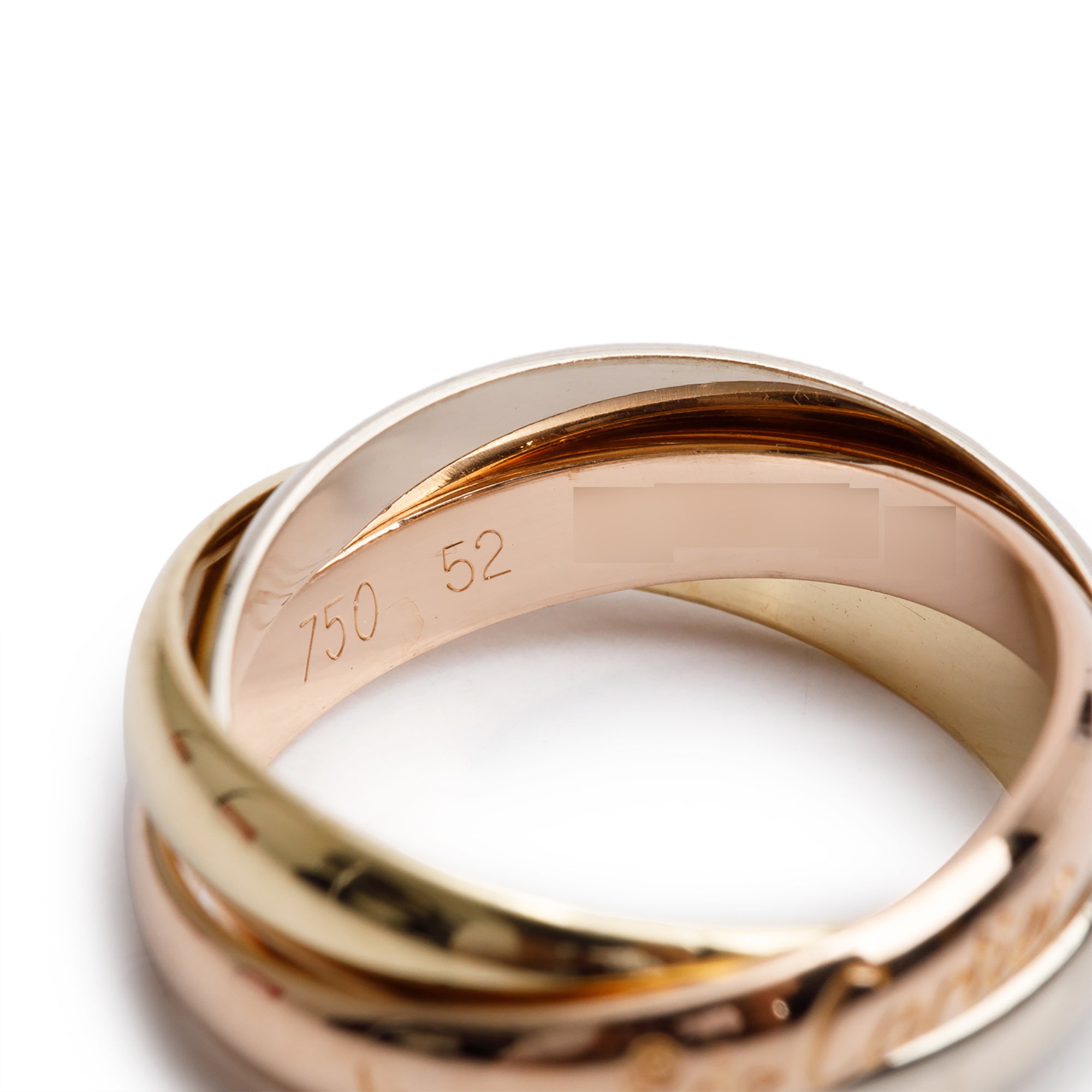 Cartier 18k Tri-Gold Vintage Le must de Cartier Trinity Rolling Ring, Size 52 6 w/ Box