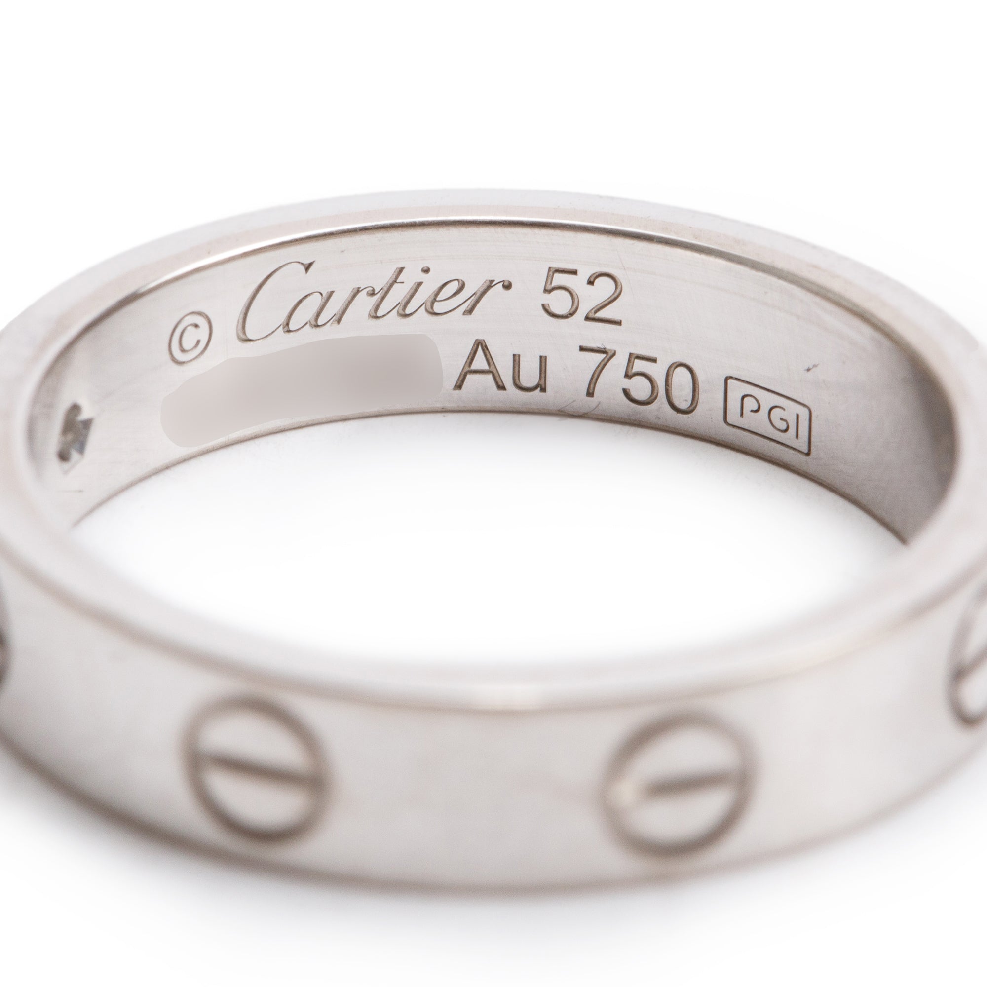 Cartier 18k White Gold 1 Diamond 4 MM Love Wedding Band Ring, Size 52 6 w/ Box, Receipt & Certificate