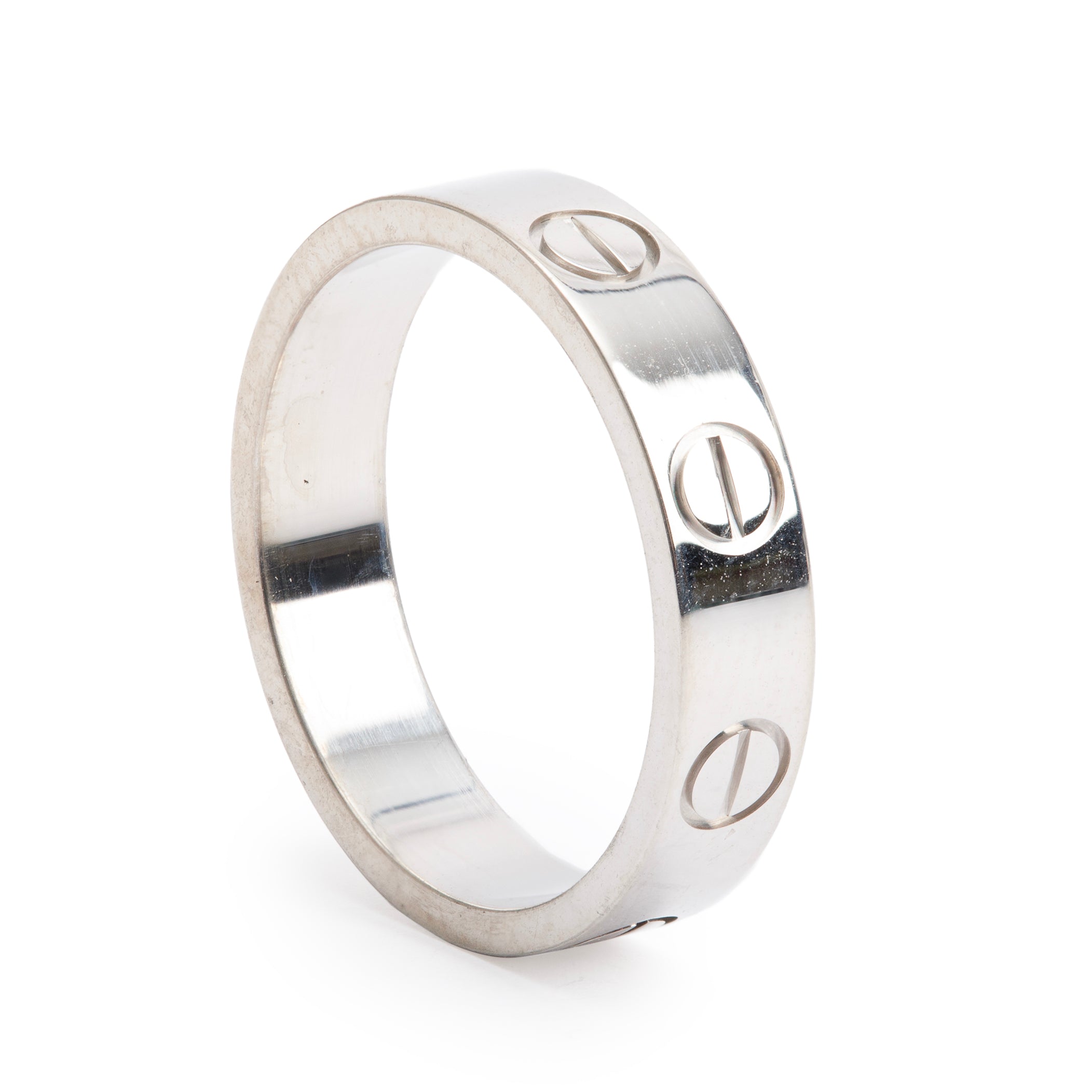 Cartier 18k White Gold 3.6 MM Love Wedding Band Ring, Size 46 3.75
