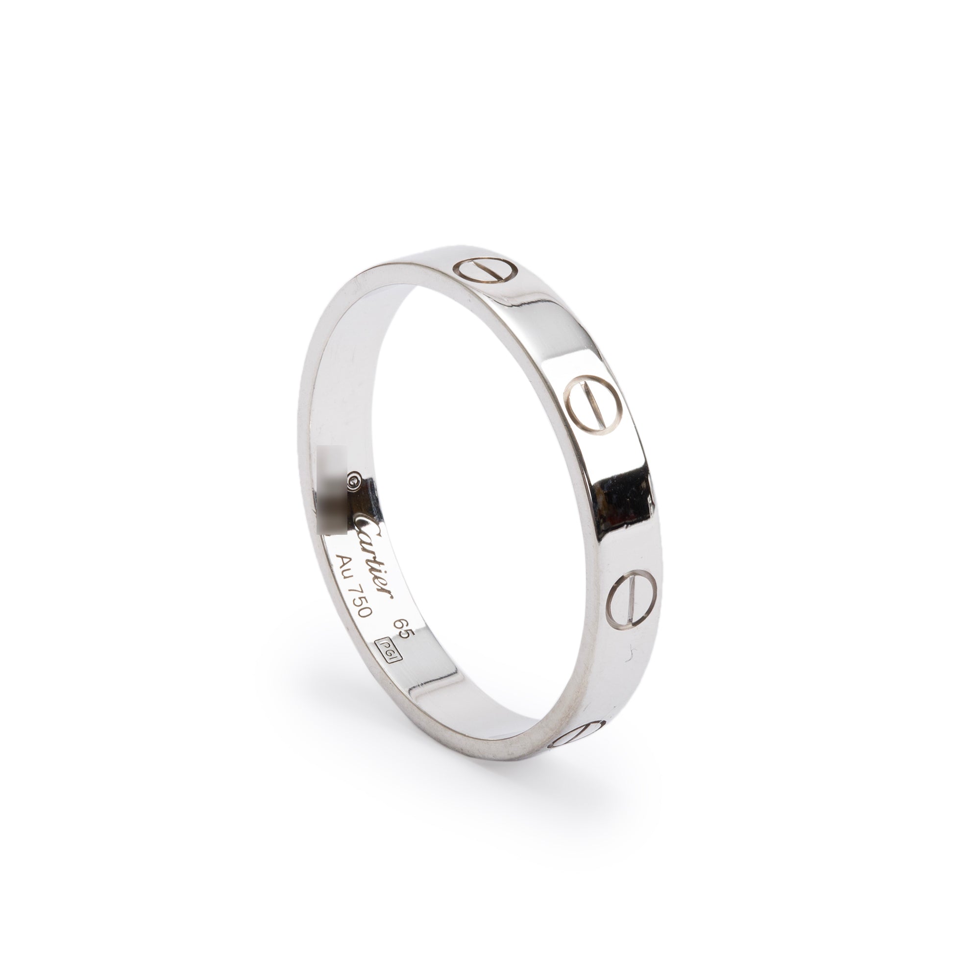 Cartier 18k White Gold 3.6 MM Love Wedding Band Ring, Size 65 11.25 w/ Box & Certificate