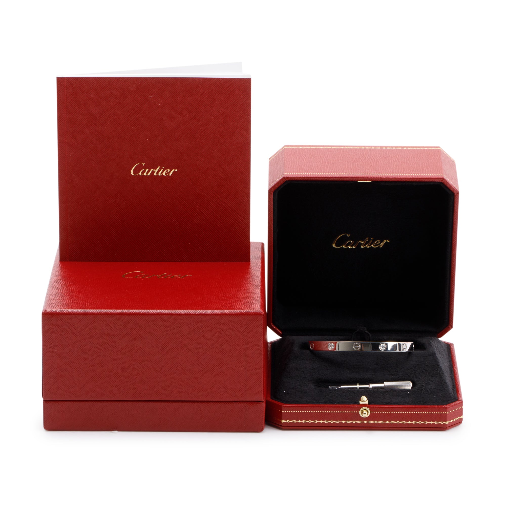 Cartier 18k White Gold 4 Diamond Love Bracelet w/ Box