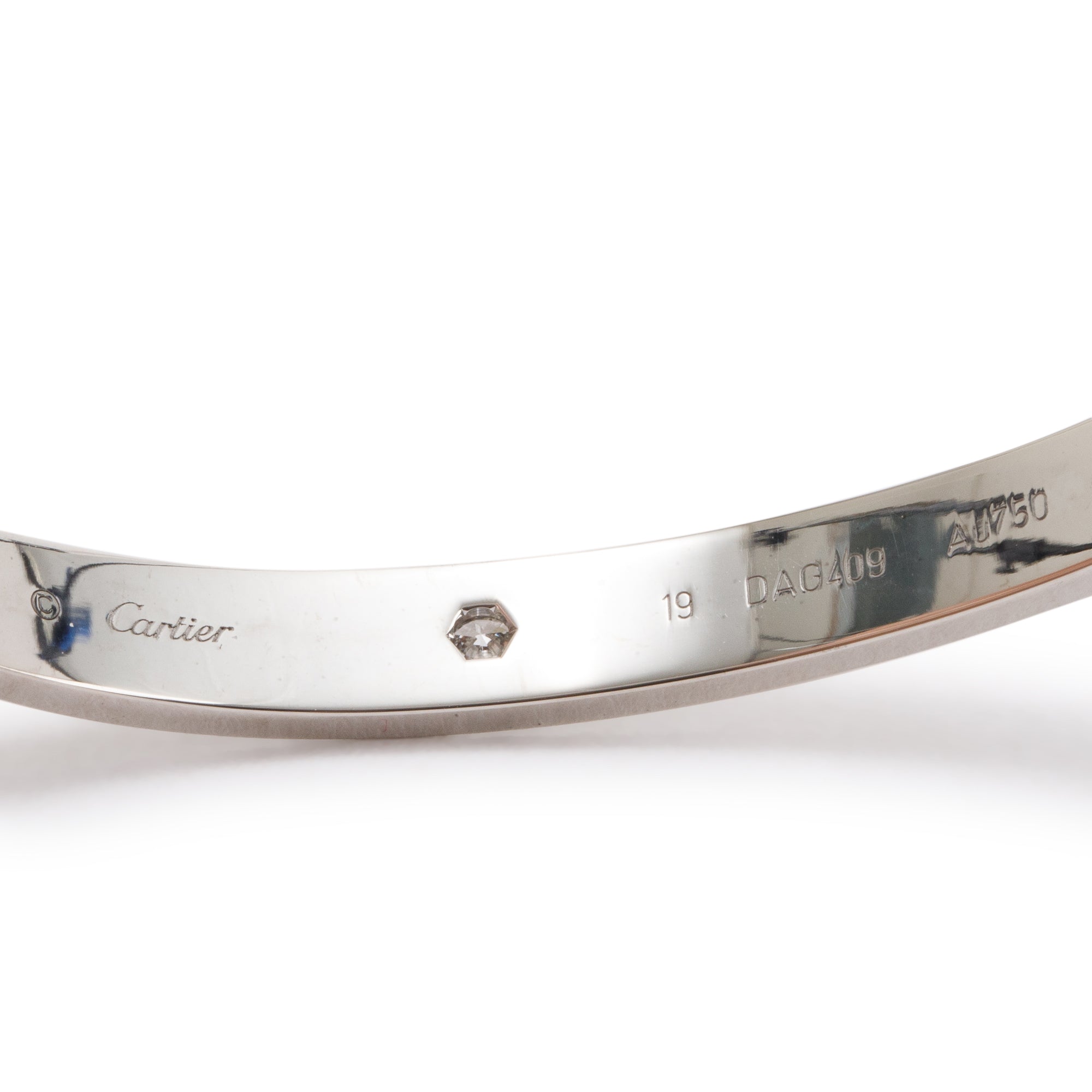 Cartier 18k White Gold 4 Diamond Love Bracelet w/ Box