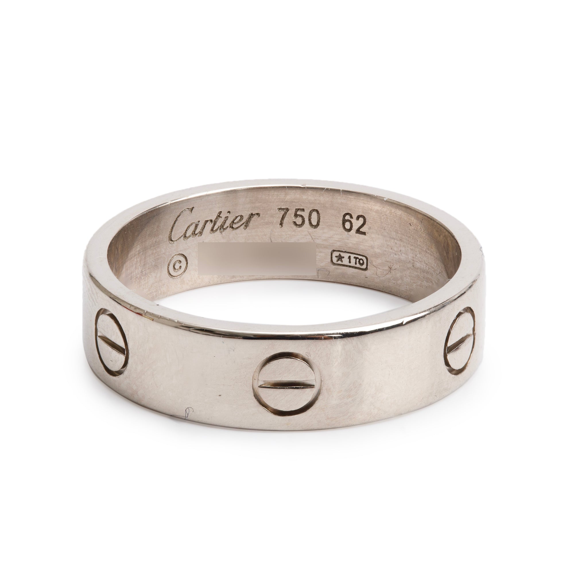Cartier 18k White Gold 5.5 MM Love Ring, Size 62 10 w/ Box