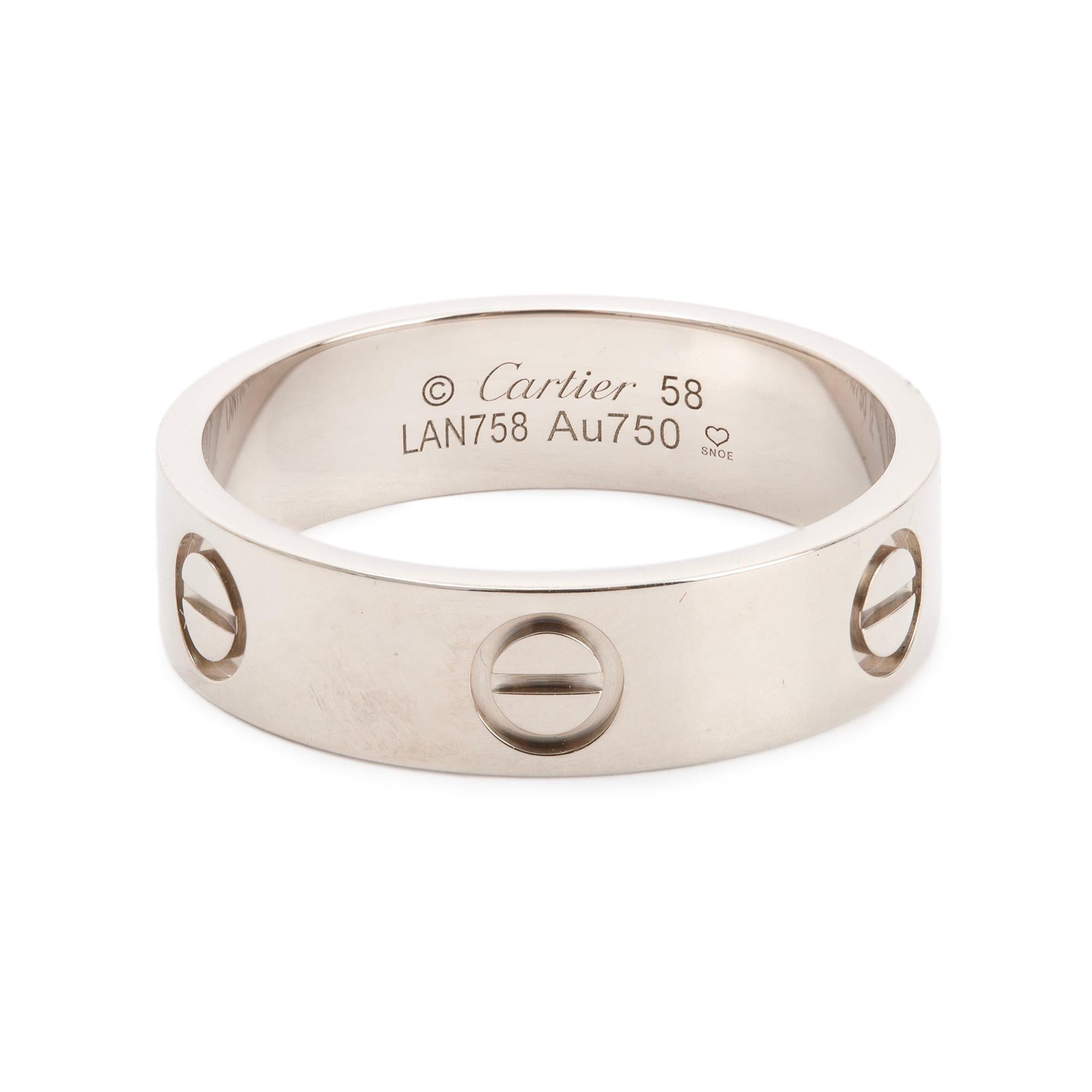 Cartier 18k White Gold 5.5 mm Love Ring