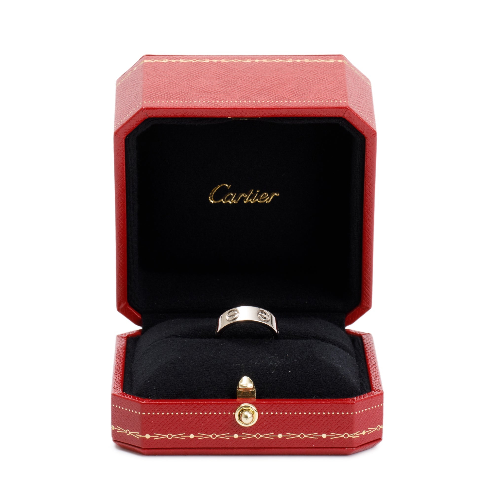 Cartier 18k White Gold 5.5MM Love Ring, Size 46 3.75 w/ Box