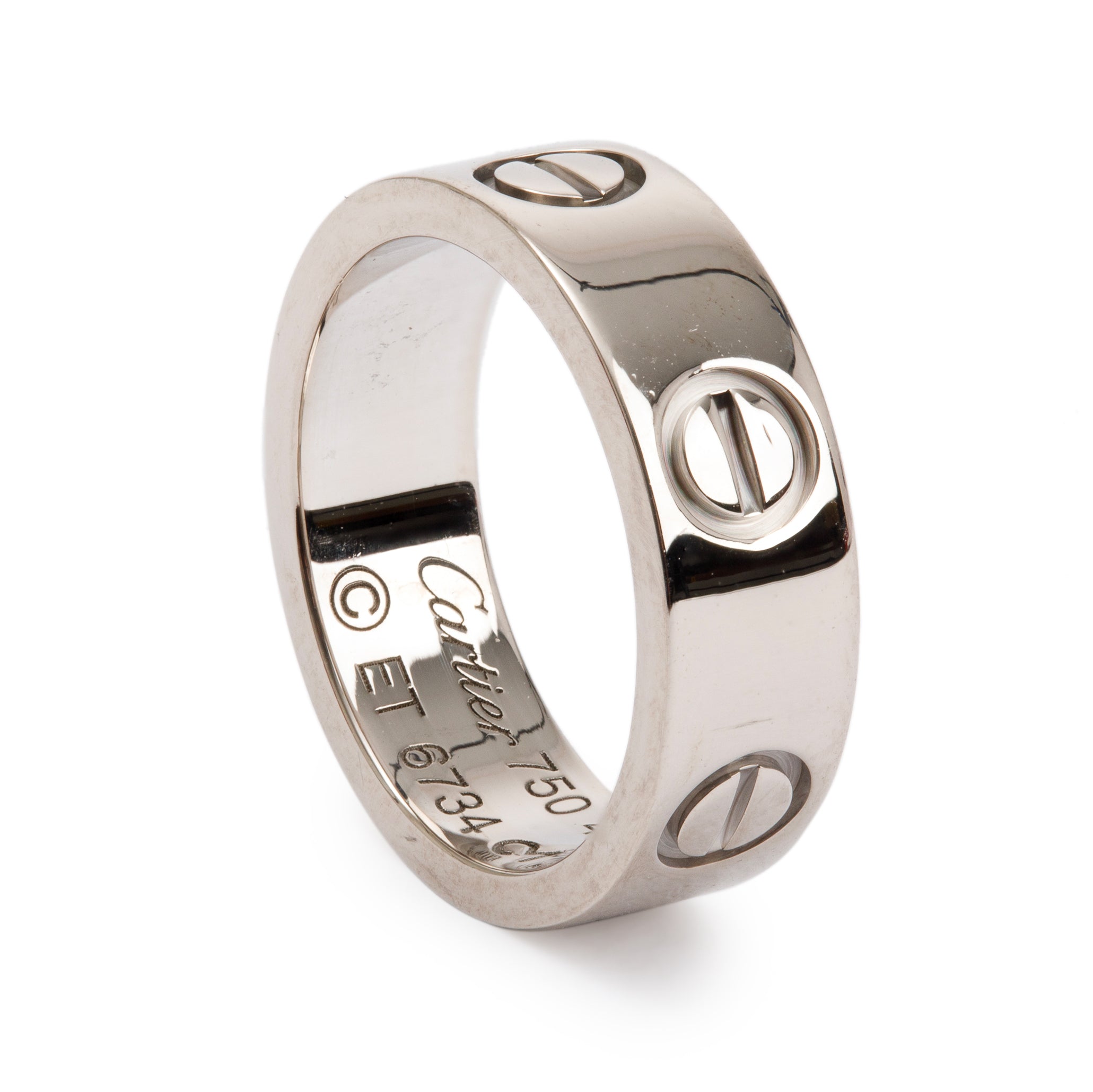 Cartier 18k White Gold 5.5MM Love Ring, Size 46 3.75 w/ Box