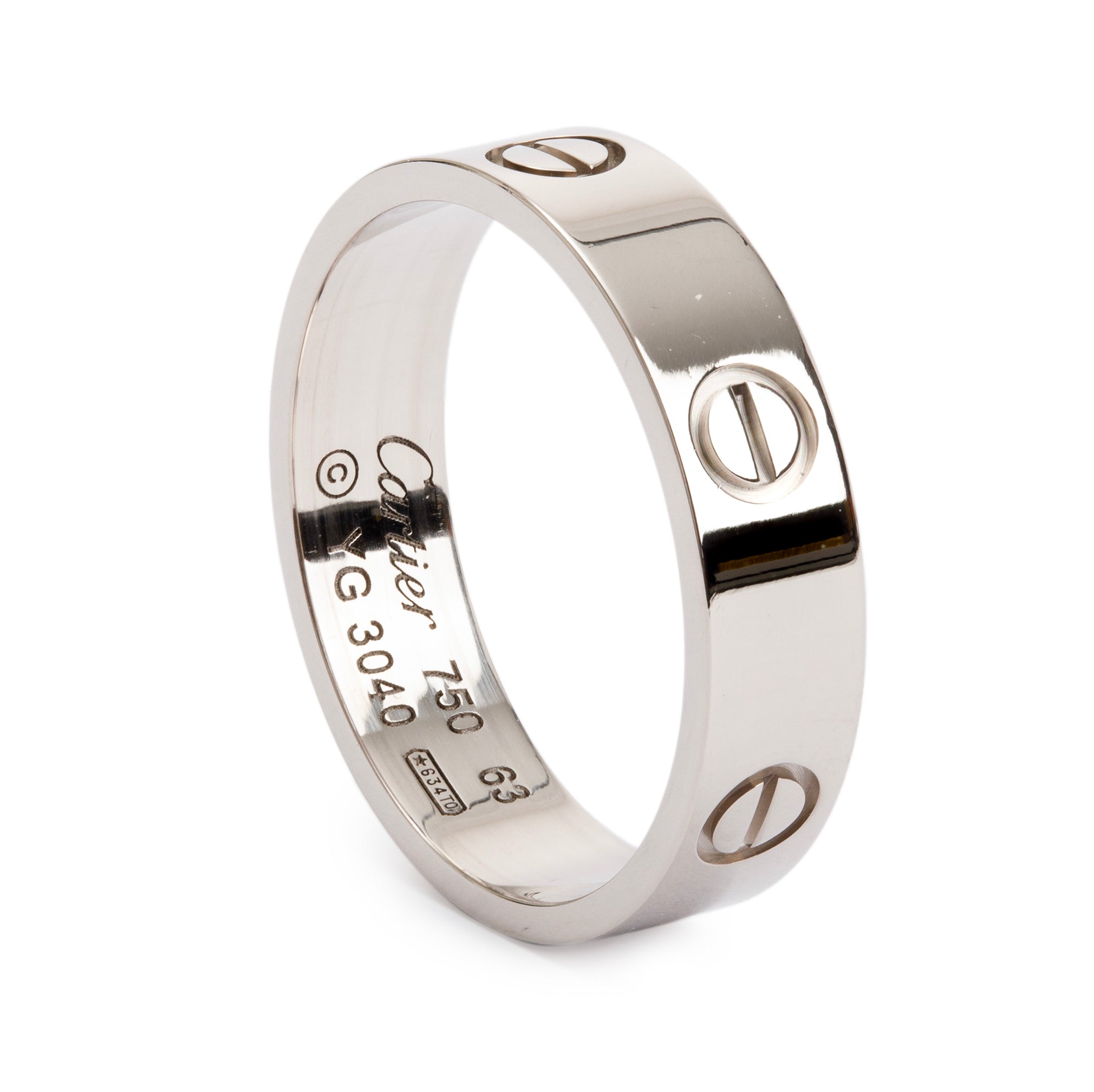 Cartier 18k White Gold 5.5MM Love Ring, Size 63 10.5 w/ Box