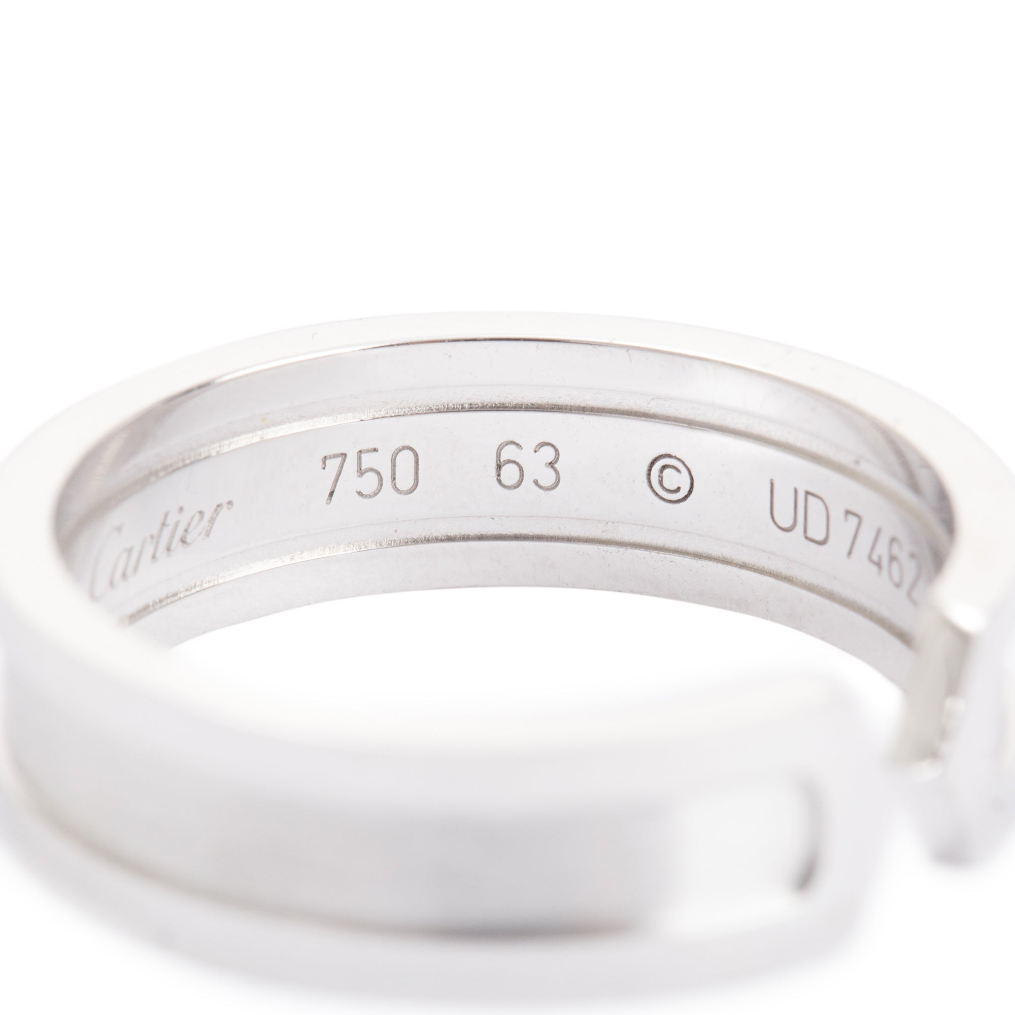 Cartier 18k White Gold 6.5 MM C De Cartier Wedding Band Ring, Size 63 10.5