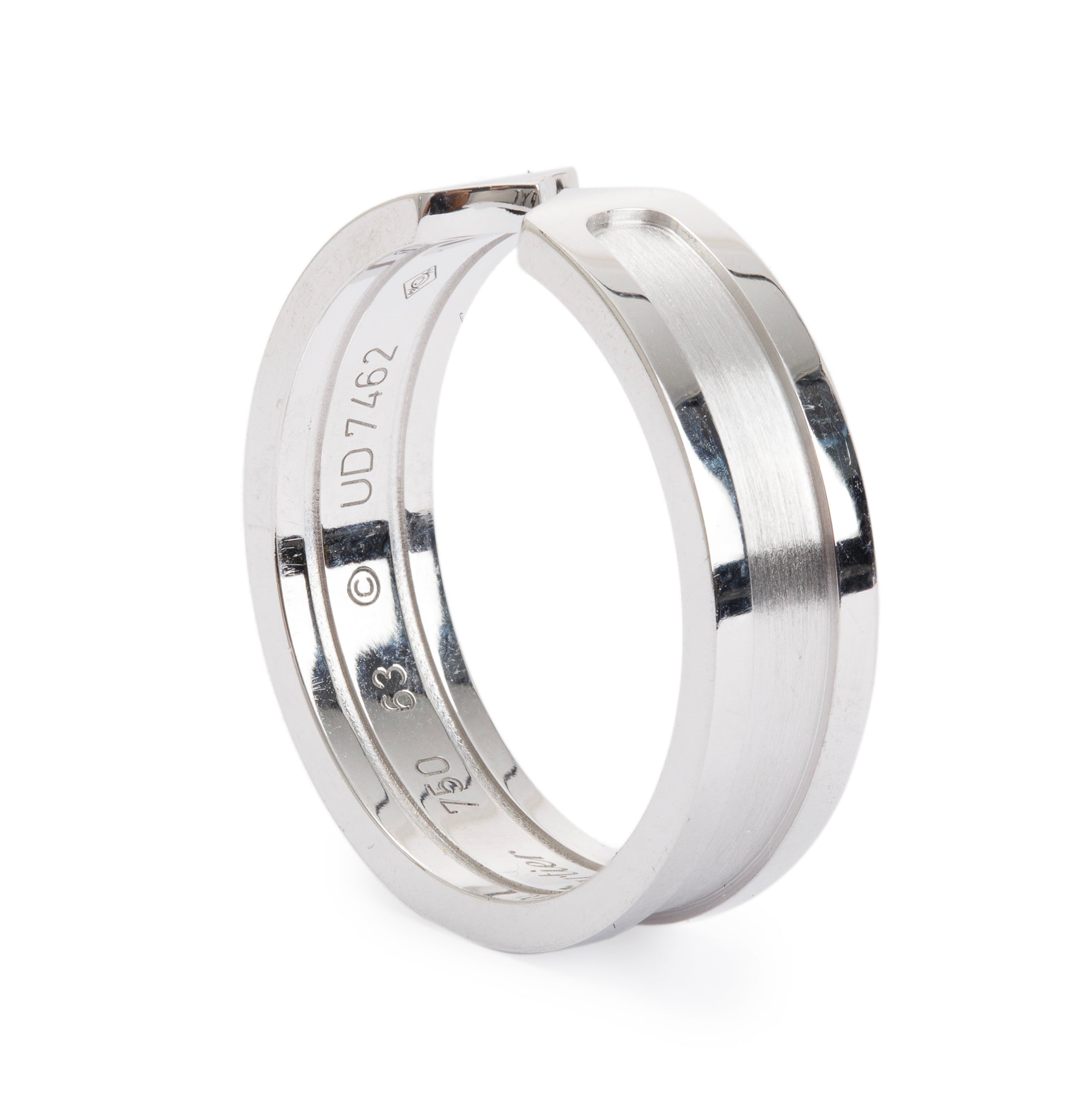 Cartier 18k White Gold 6.5 MM C De Cartier Wedding Band Ring, Size 63 10.5