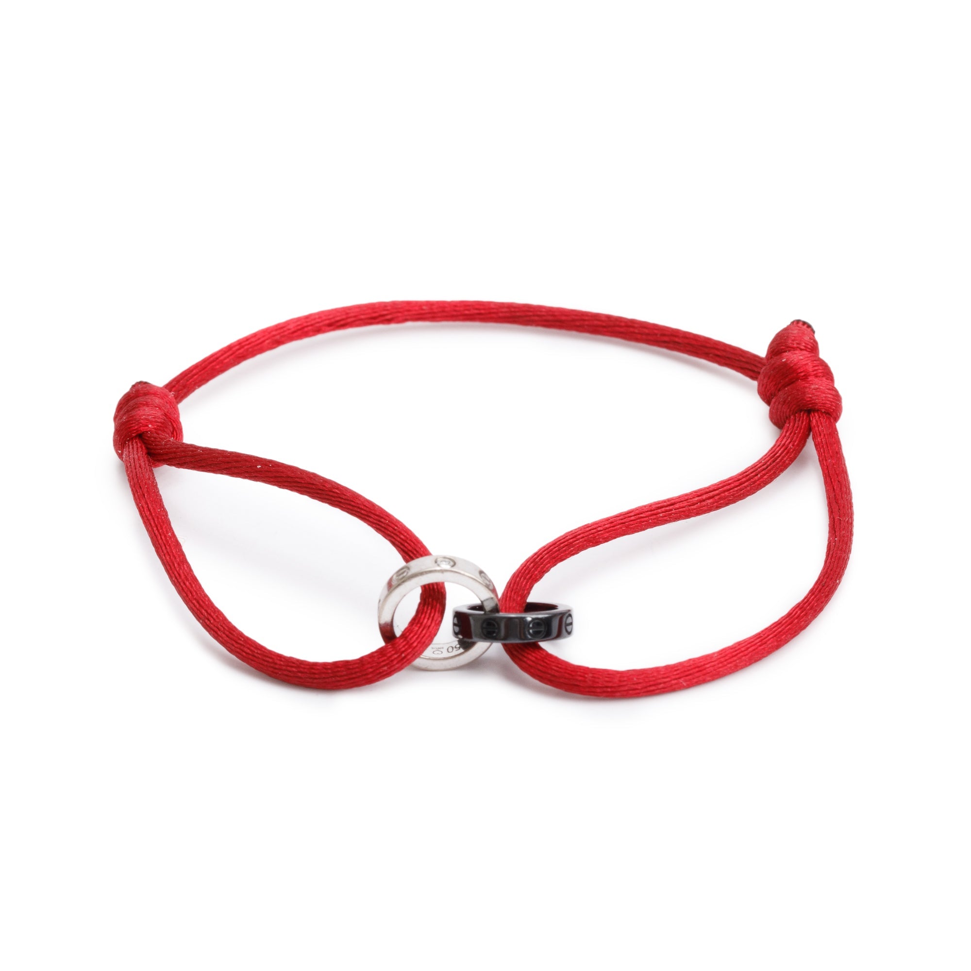 Cartier 18k White Gold & Black Ceramic 4 Diamond Love Cord Bracelet