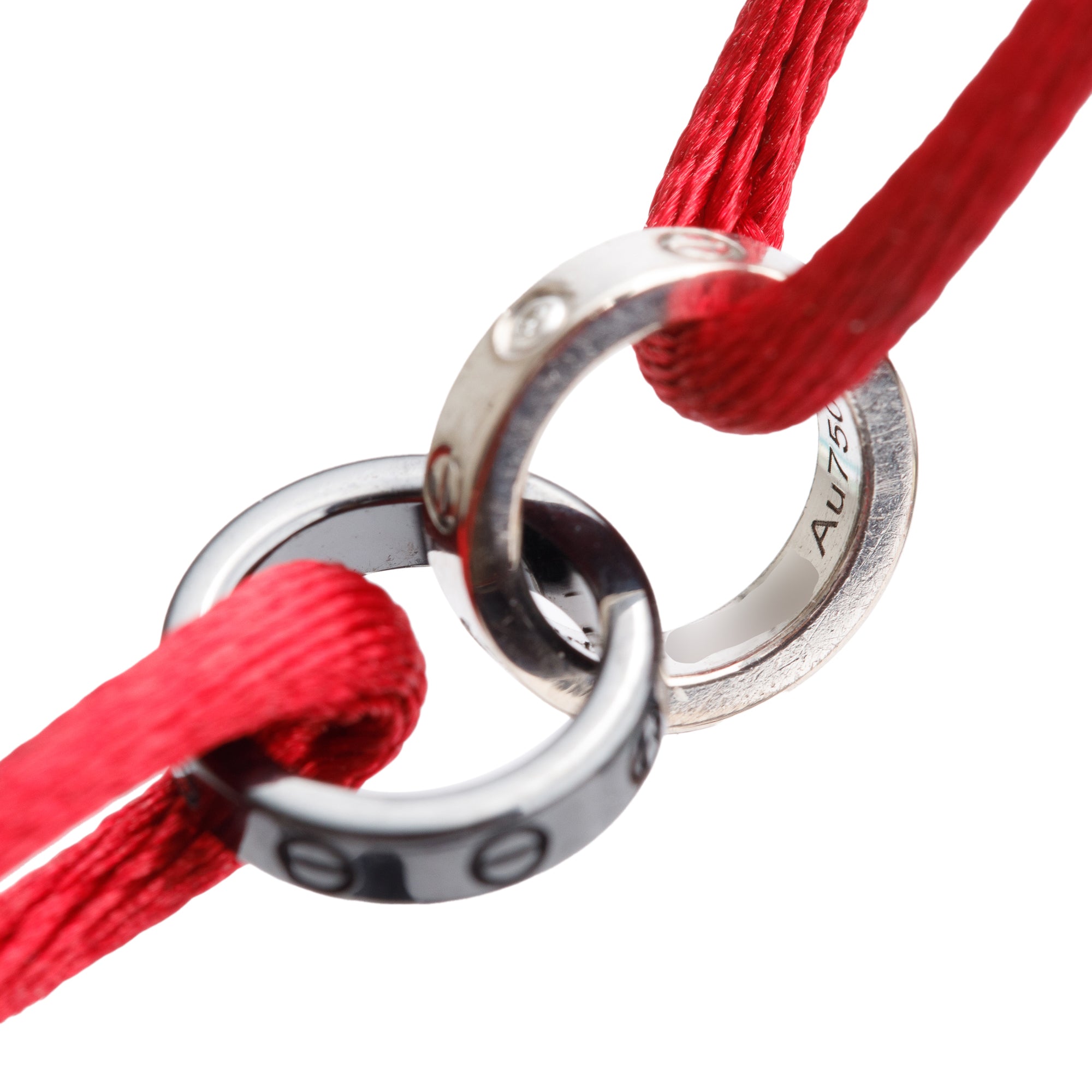 Cartier 18k White Gold & Black Ceramic 4 Diamond Love Cord Bracelet