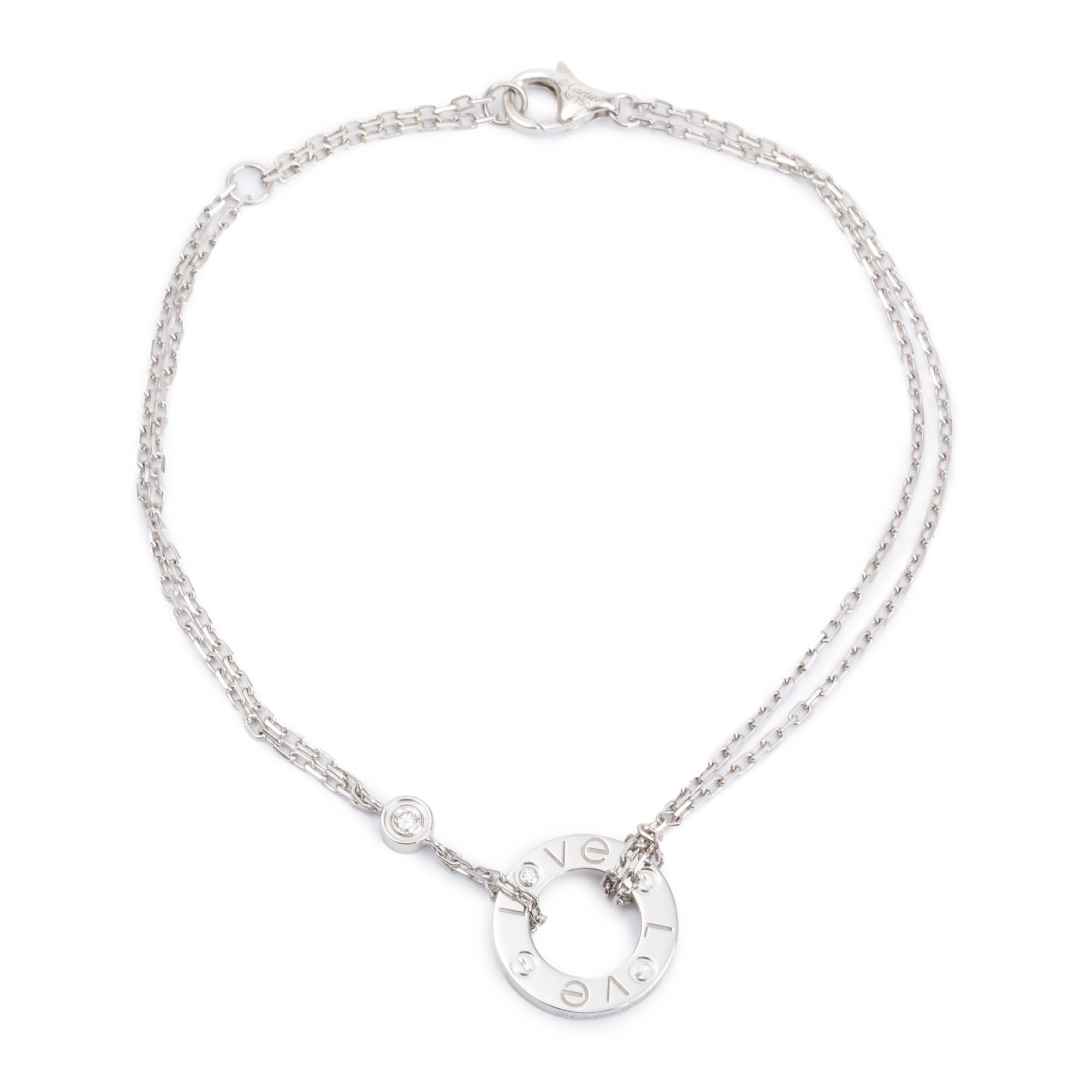 Cartier 18k White Gold Diamond Circle Love Bracelet w/ Box