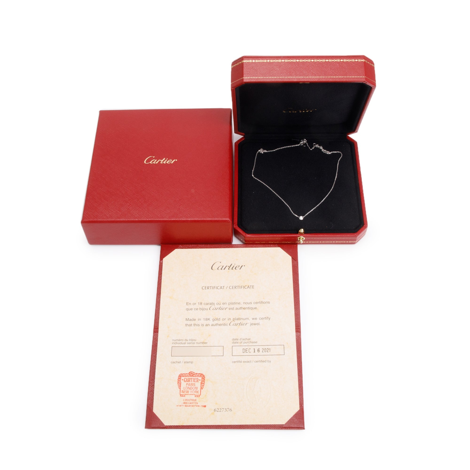 Cartier 18k White Gold Diamond D'Amour Pendant Necklace, XS Model w/ Box & Certificate