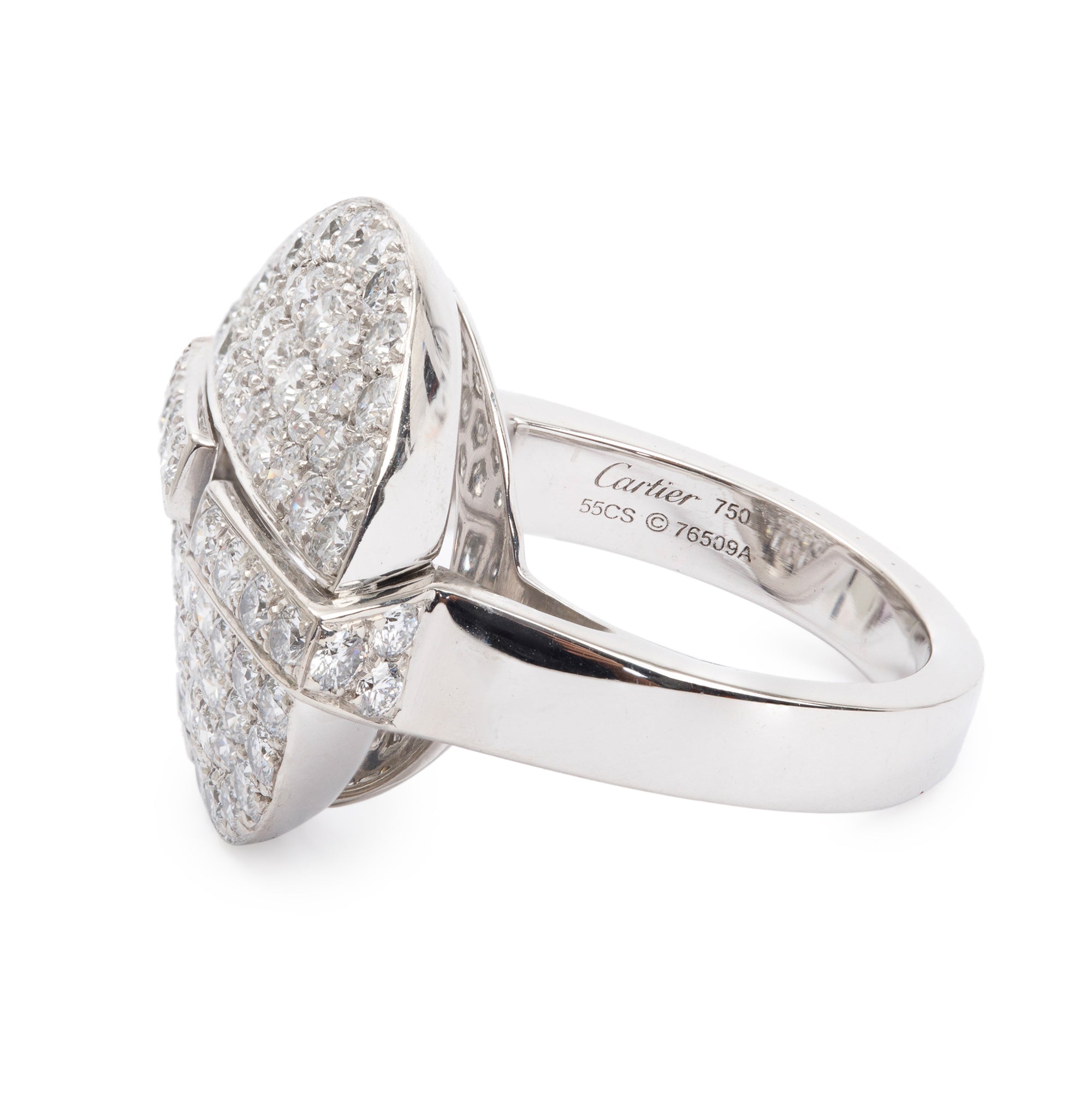 Cartier 18k White Gold Diamond Himalia Ring, Size 55 5.5 w/ Box