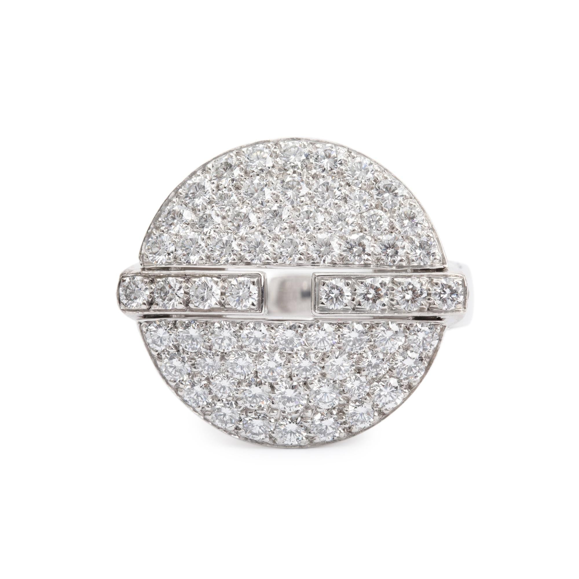 Cartier 18k White Gold Diamond Himalia Ring, Size 55 5.5 w/ Box