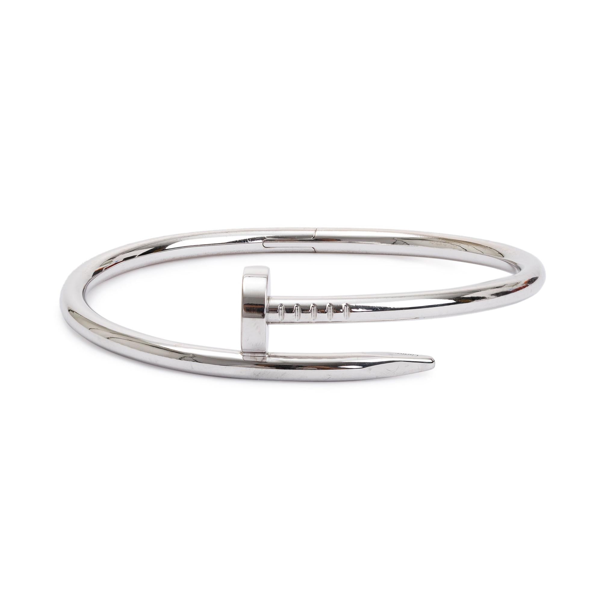 Cartier 18k White Gold Juste Un Clou Bracelet, Size 16 w/ Box & Certificate