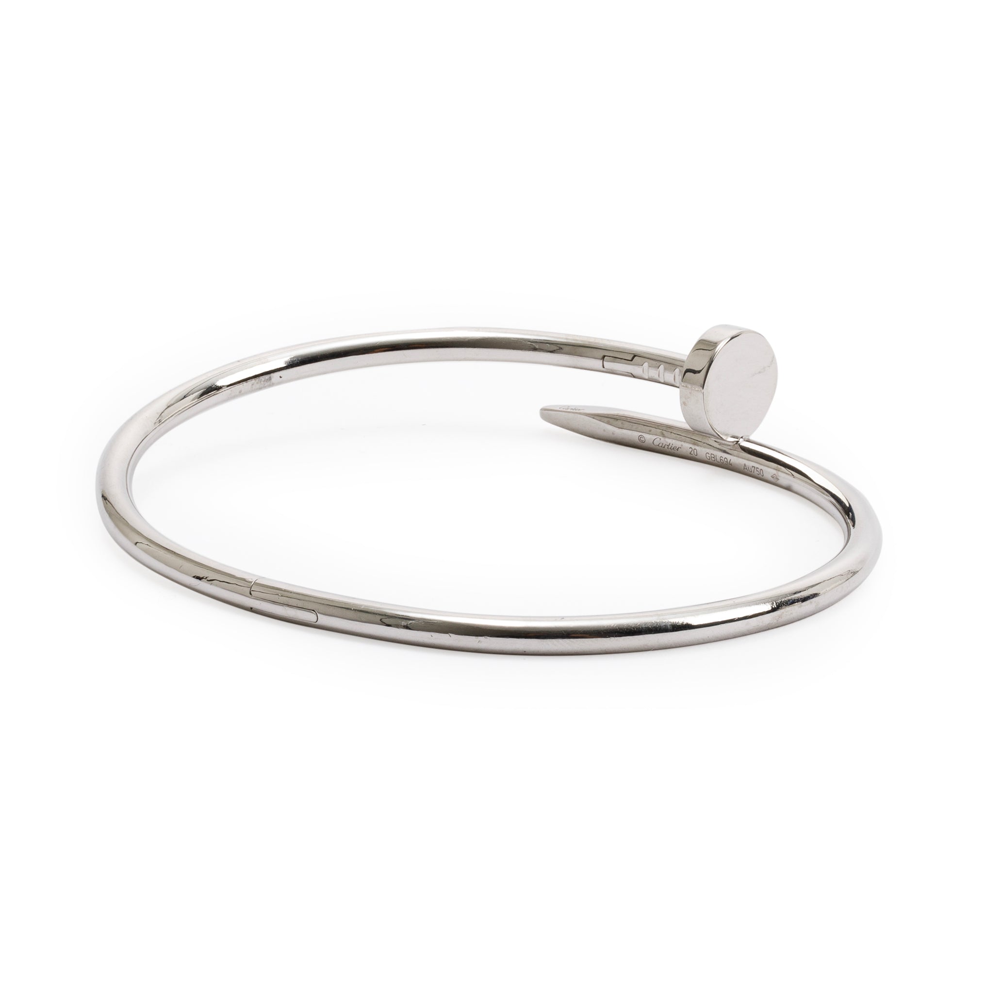 Cartier 18k White Gold Juste Un Clou Bracelet, Size 20 w/ Certificate