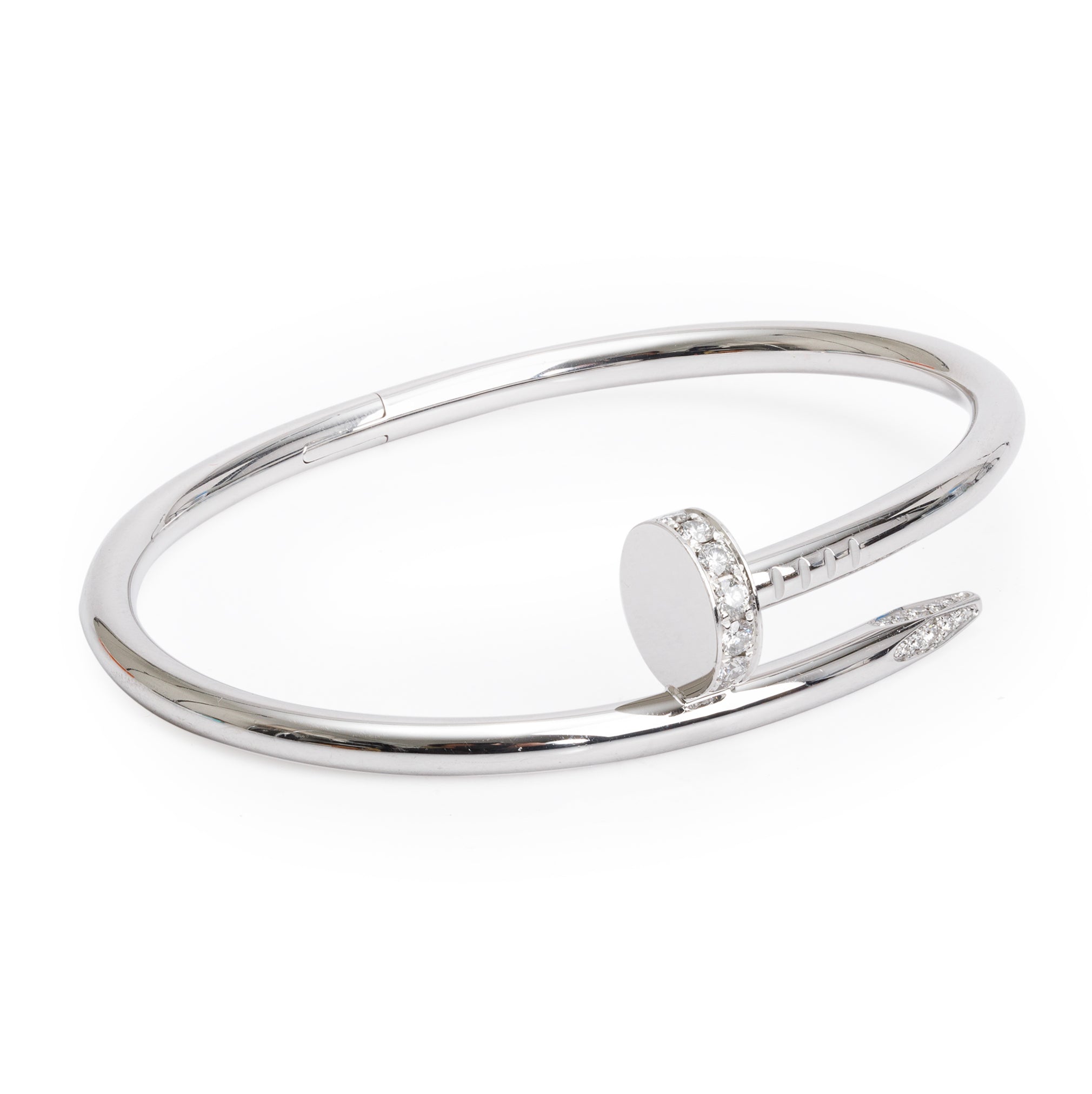 Cartier 18k White Gold Juste Un Clou Diamond Bracelet, Size 16 w/ Certificate
