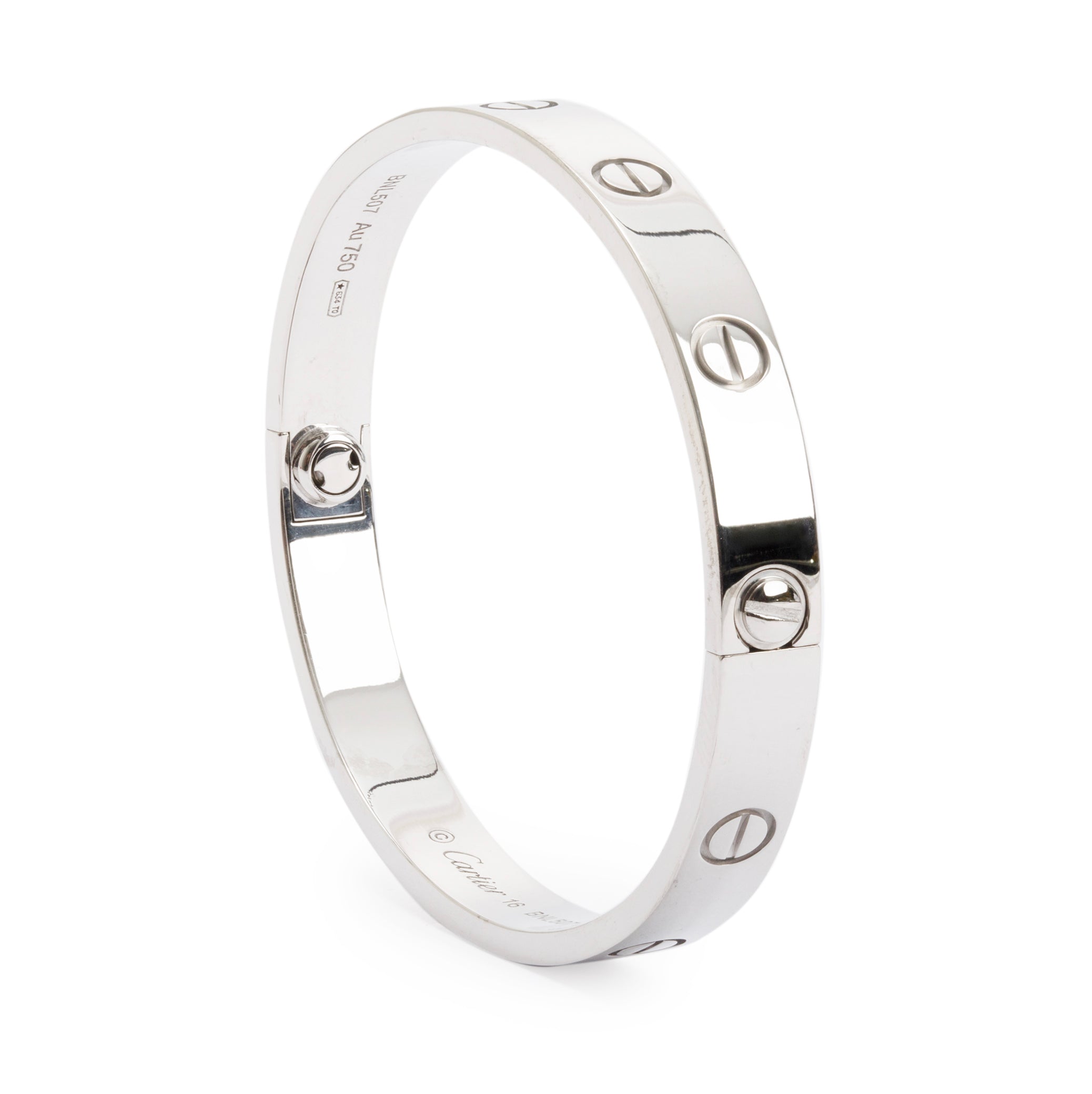 Cartier 18k White Gold Love Bracelet, Size 16