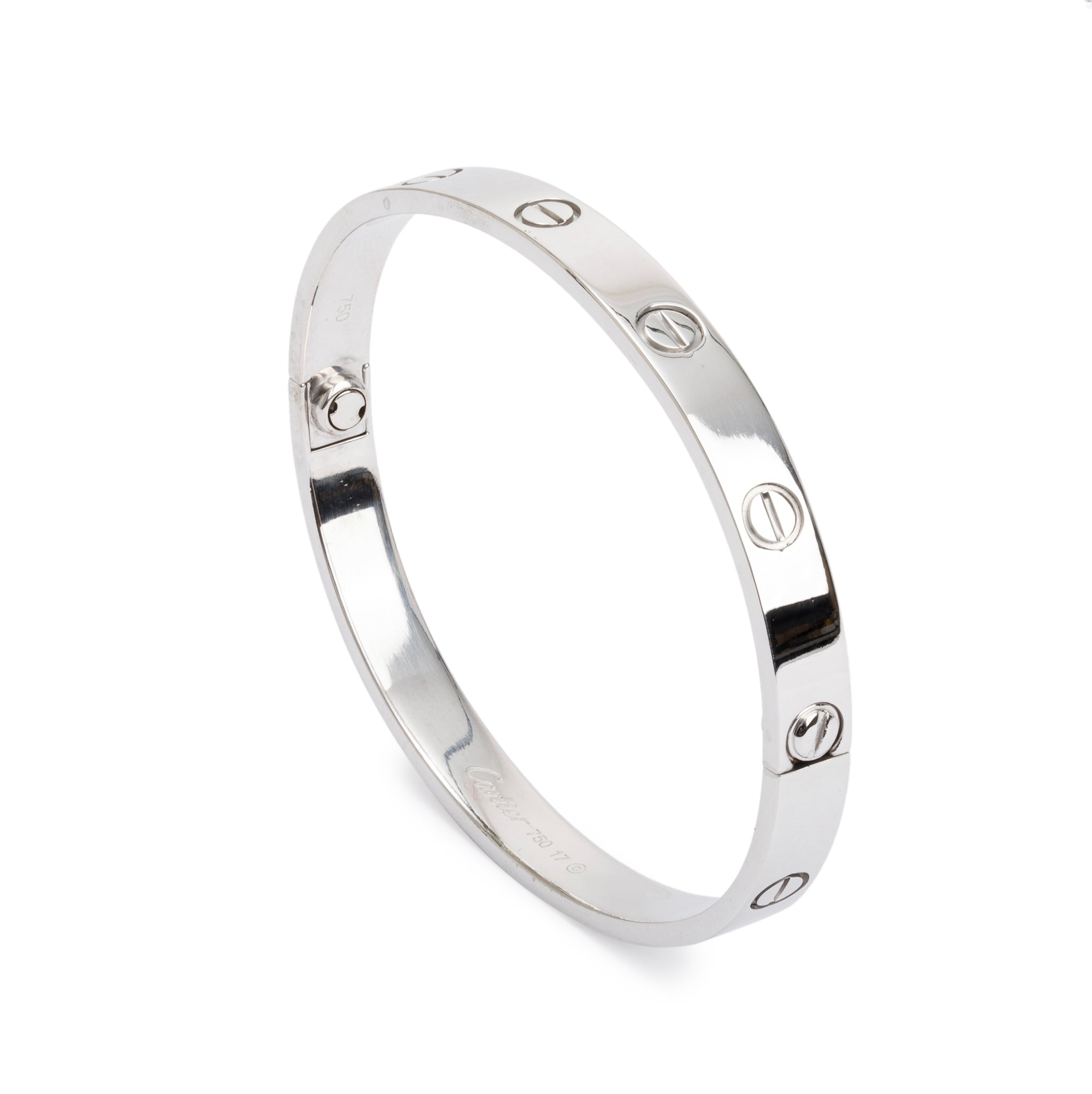 Cartier 18k White Gold Love Bracelet, Size 17