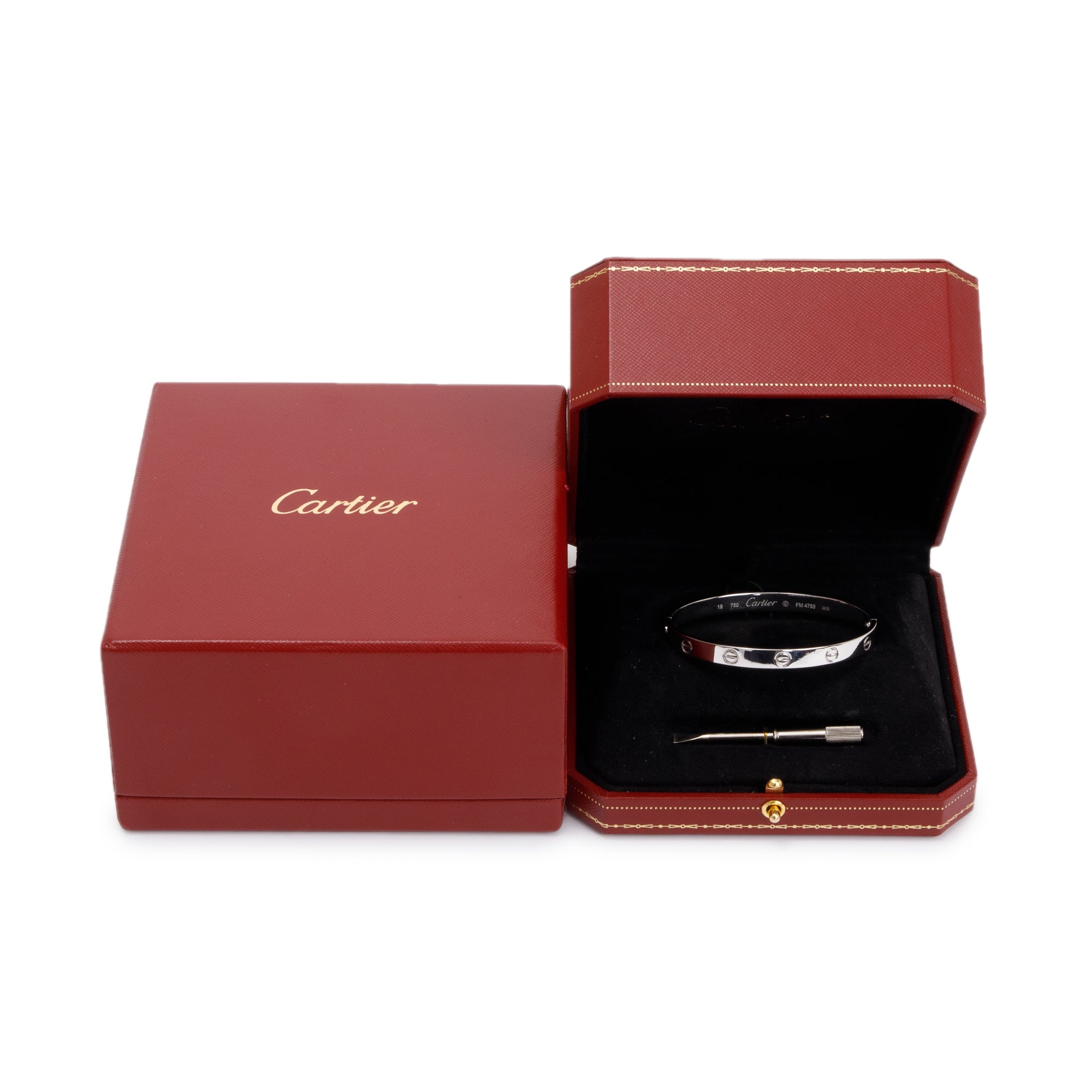 Cartier 18k White Gold Love Bracelet, Size 18 w/ Box