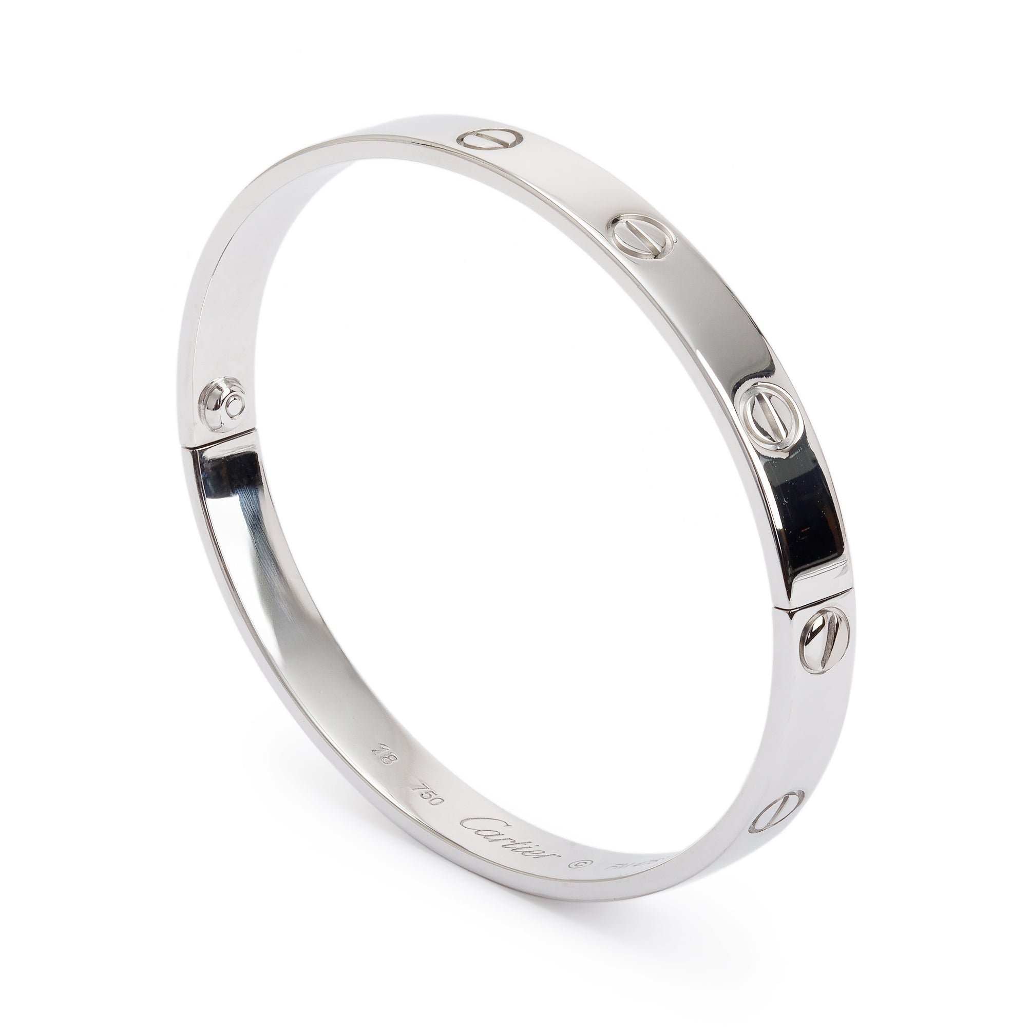 Cartier 18k White Gold Love Bracelet, Size 18 w/ Box