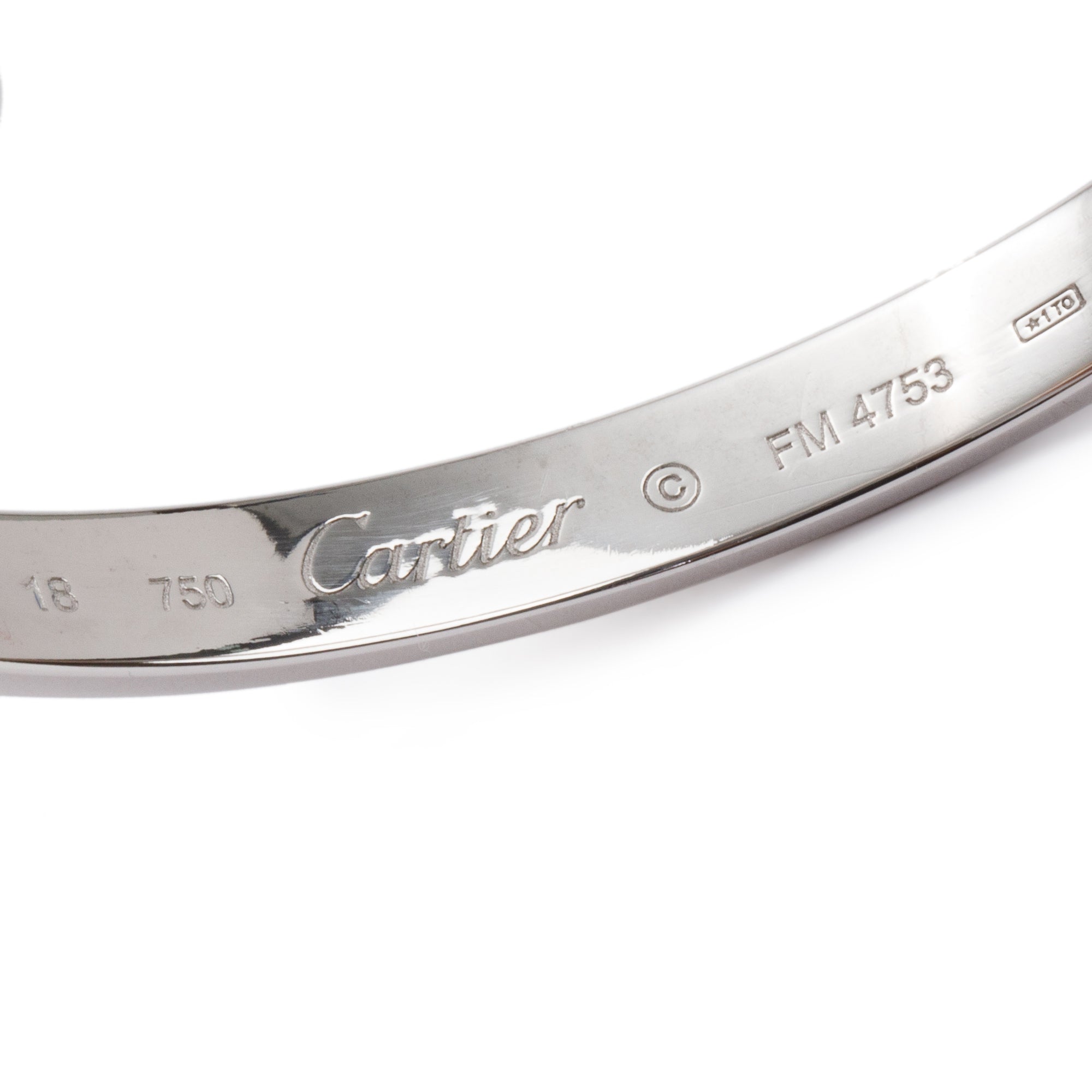 Cartier 18k White Gold Love Bracelet, Size 18 w/ Box