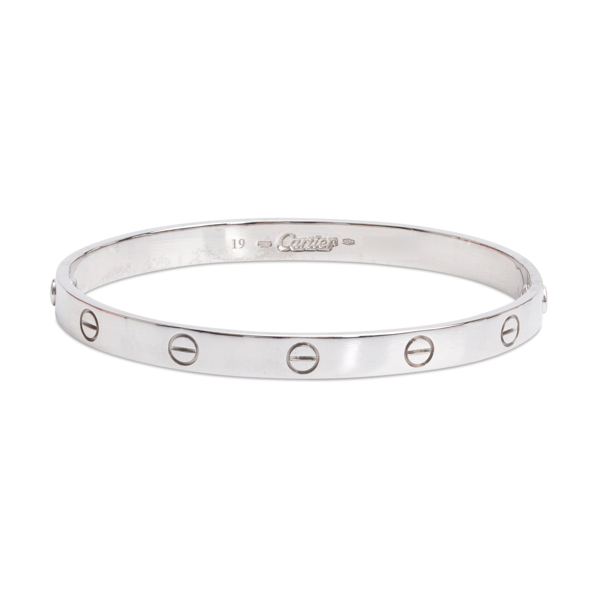 Cartier 18k White Gold Love Bracelet, Size 19