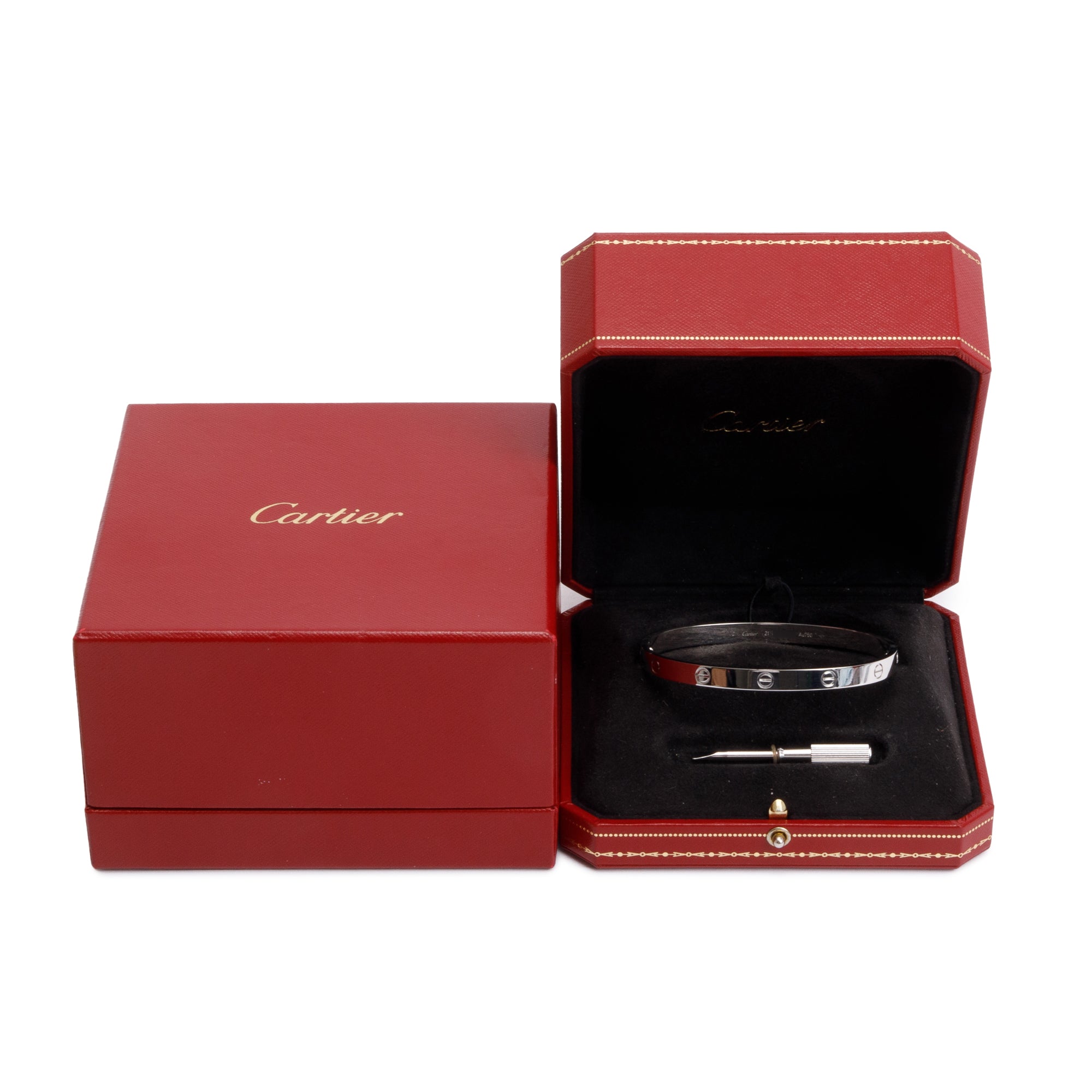 Cartier 18k White Gold Love Bracelet, Size 21 w/ Box