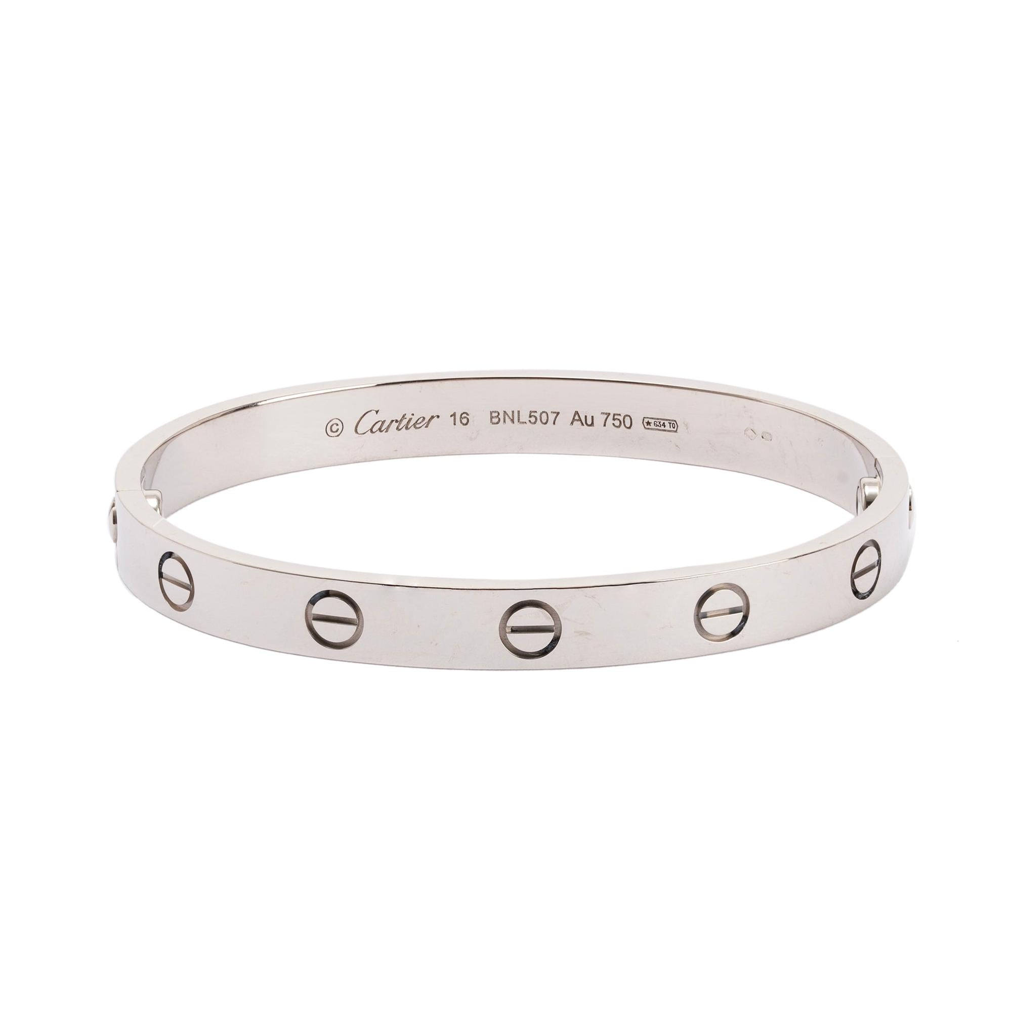 Cartier 18k White Gold Love Bracelet