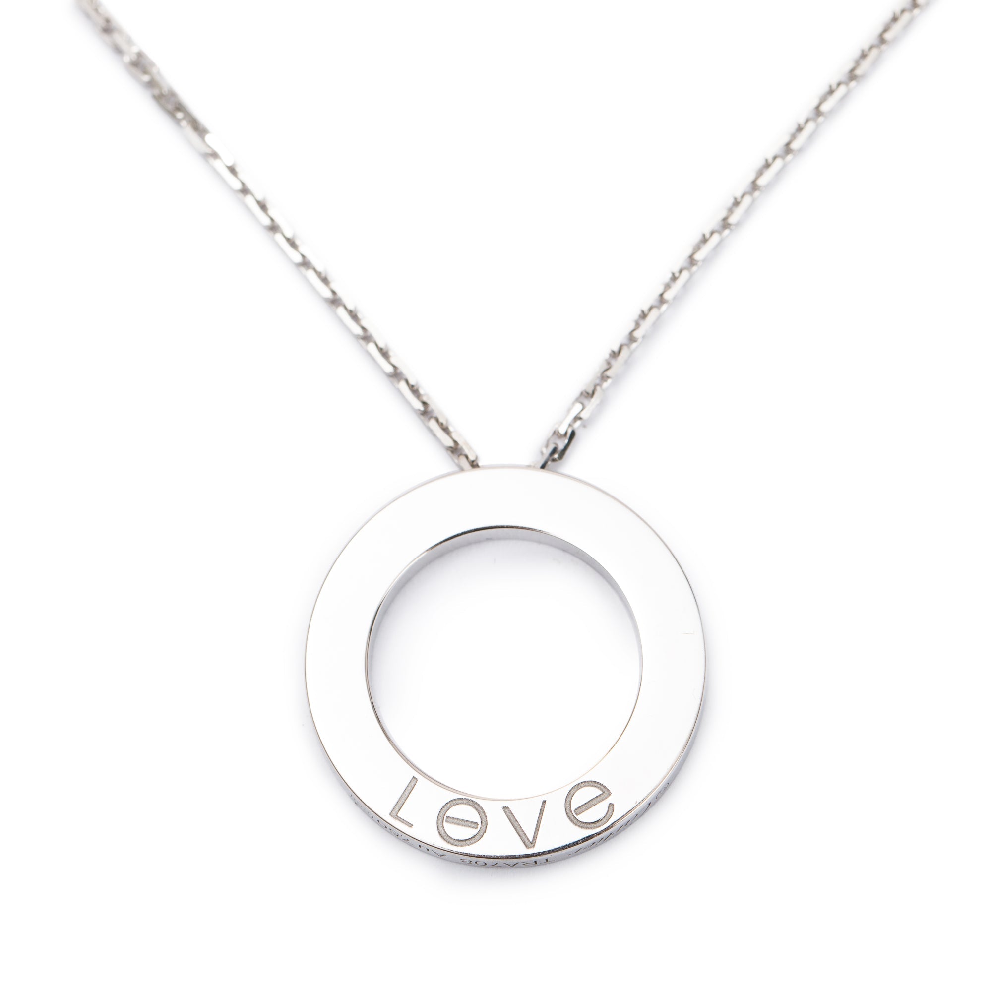Cartier 18k White Gold Love Pendant Necklace w/ Certificate
