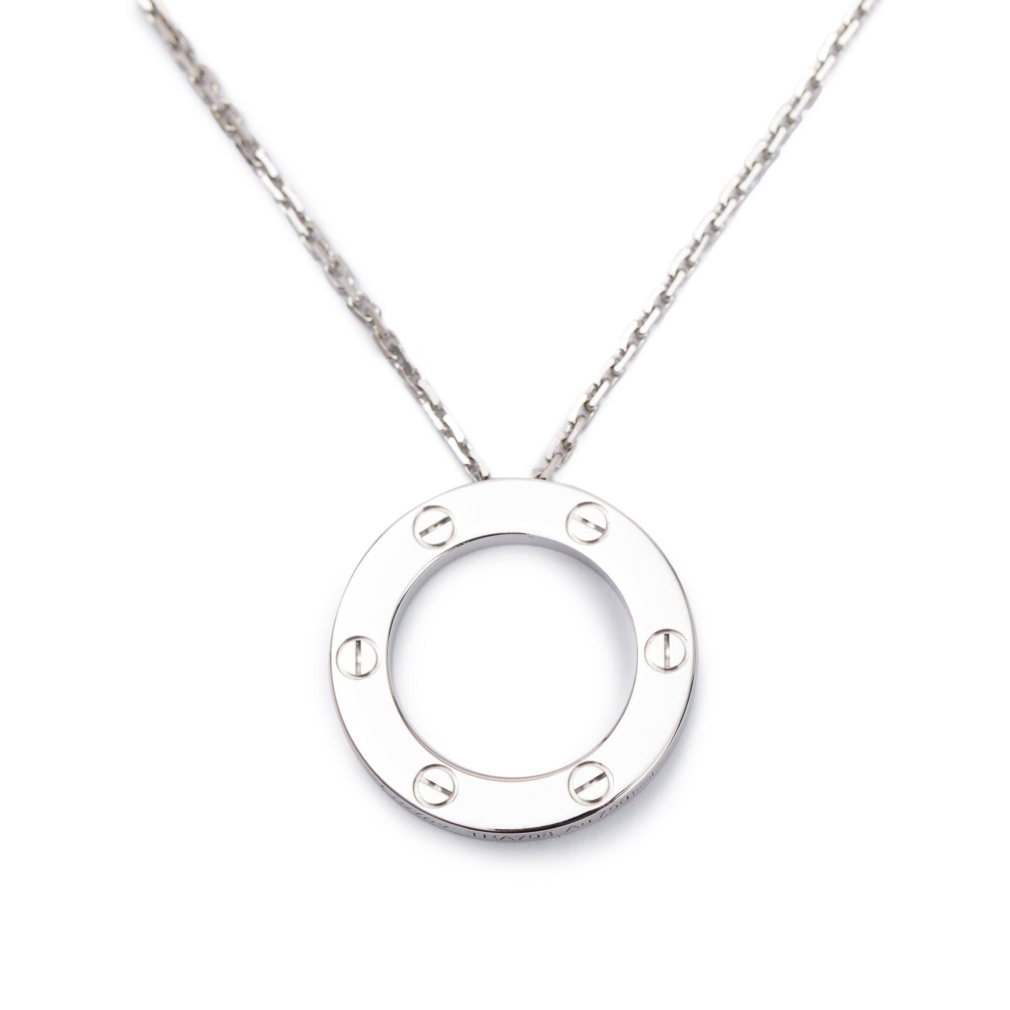 Cartier 18k White Gold Love Pendant Necklace w/ Certificate