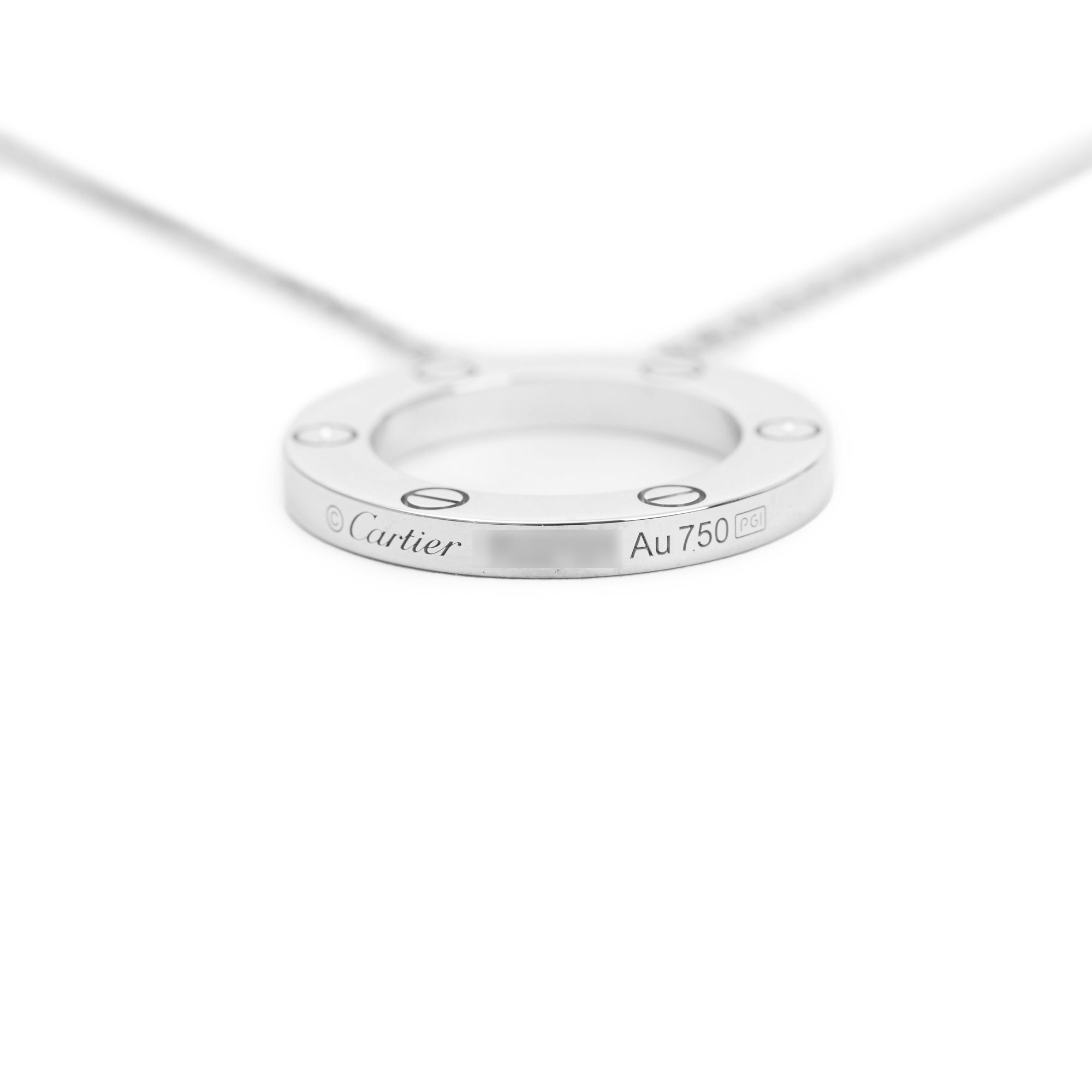 Cartier 18k White Gold Love Pendant Necklace w/ Certificate