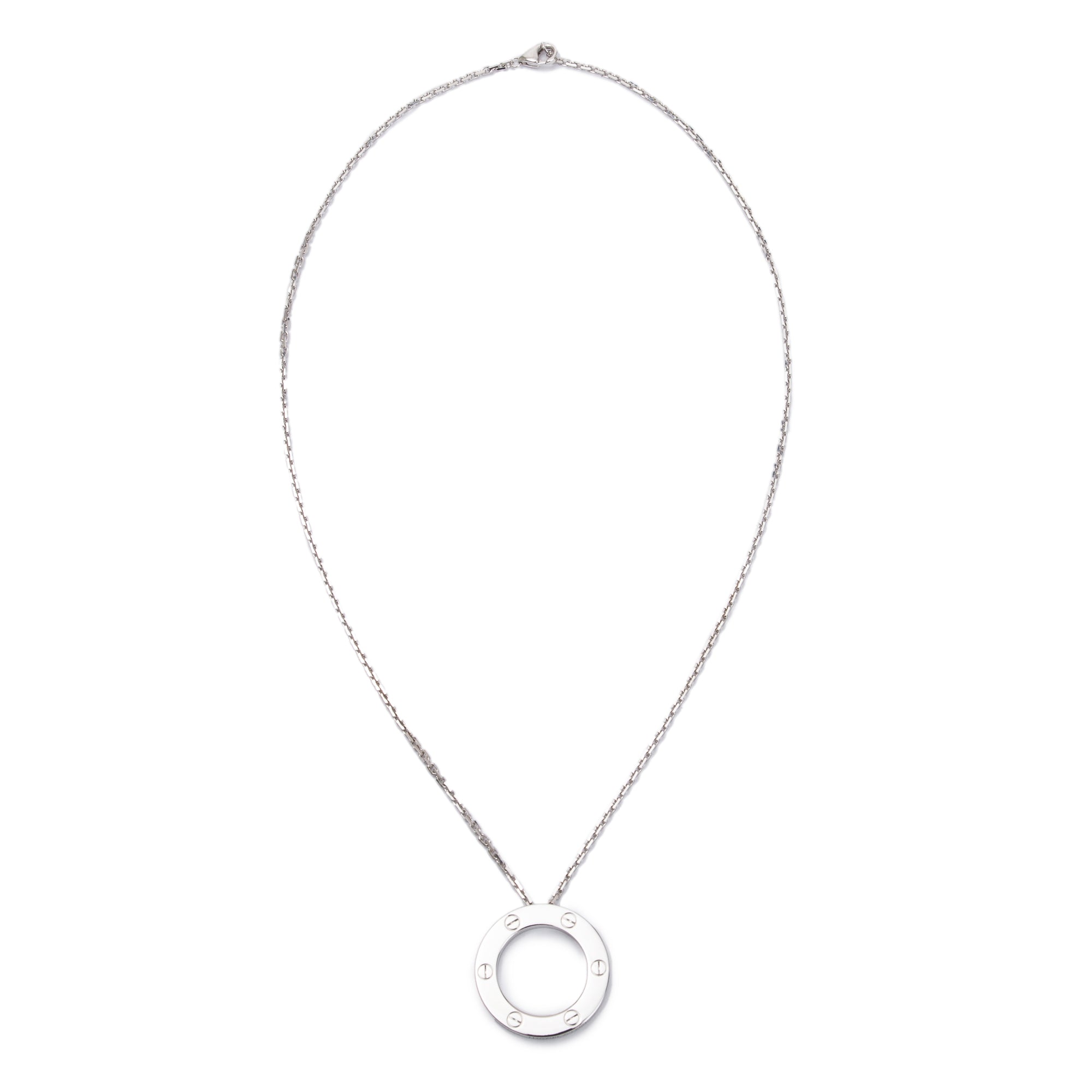 Cartier 18k White Gold Love Pendant Necklace w/ Certificate