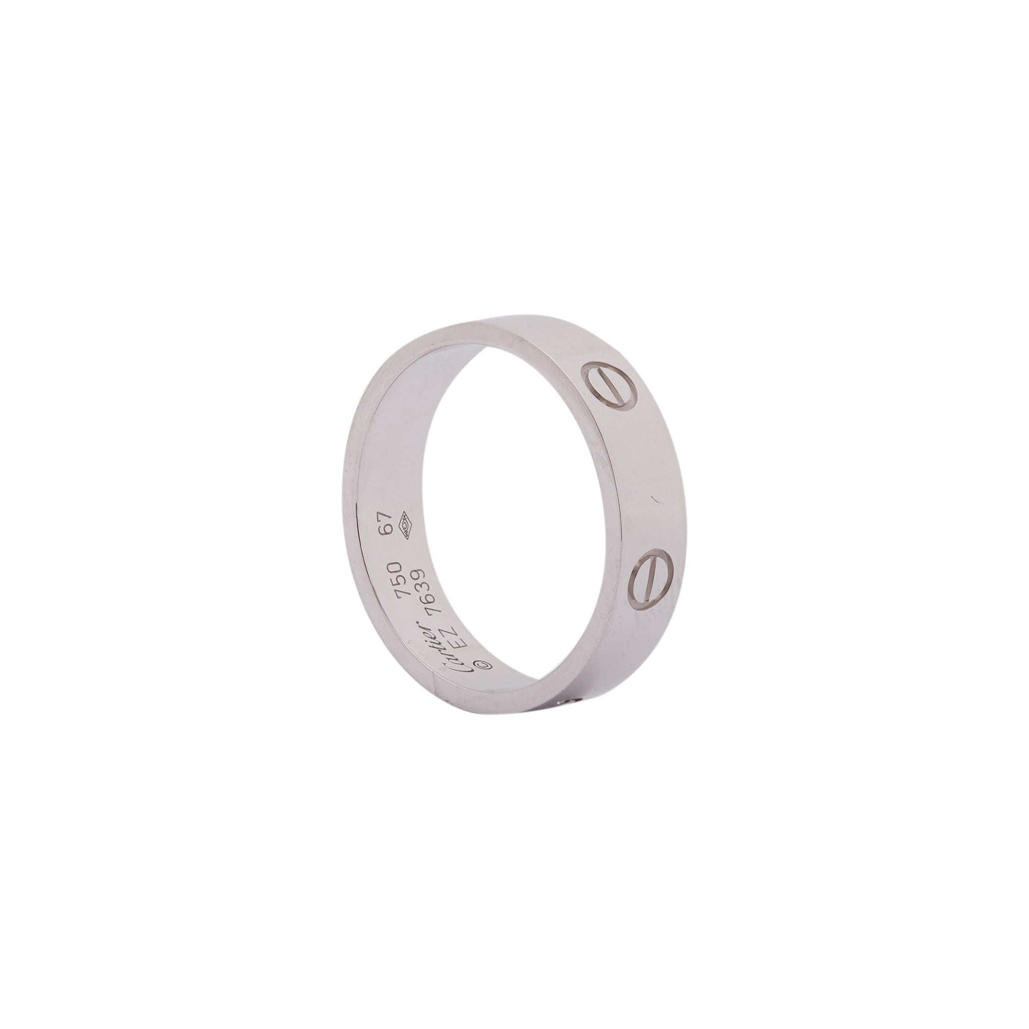 Cartier 18k White Gold Love Ring w/ Box & Certificate