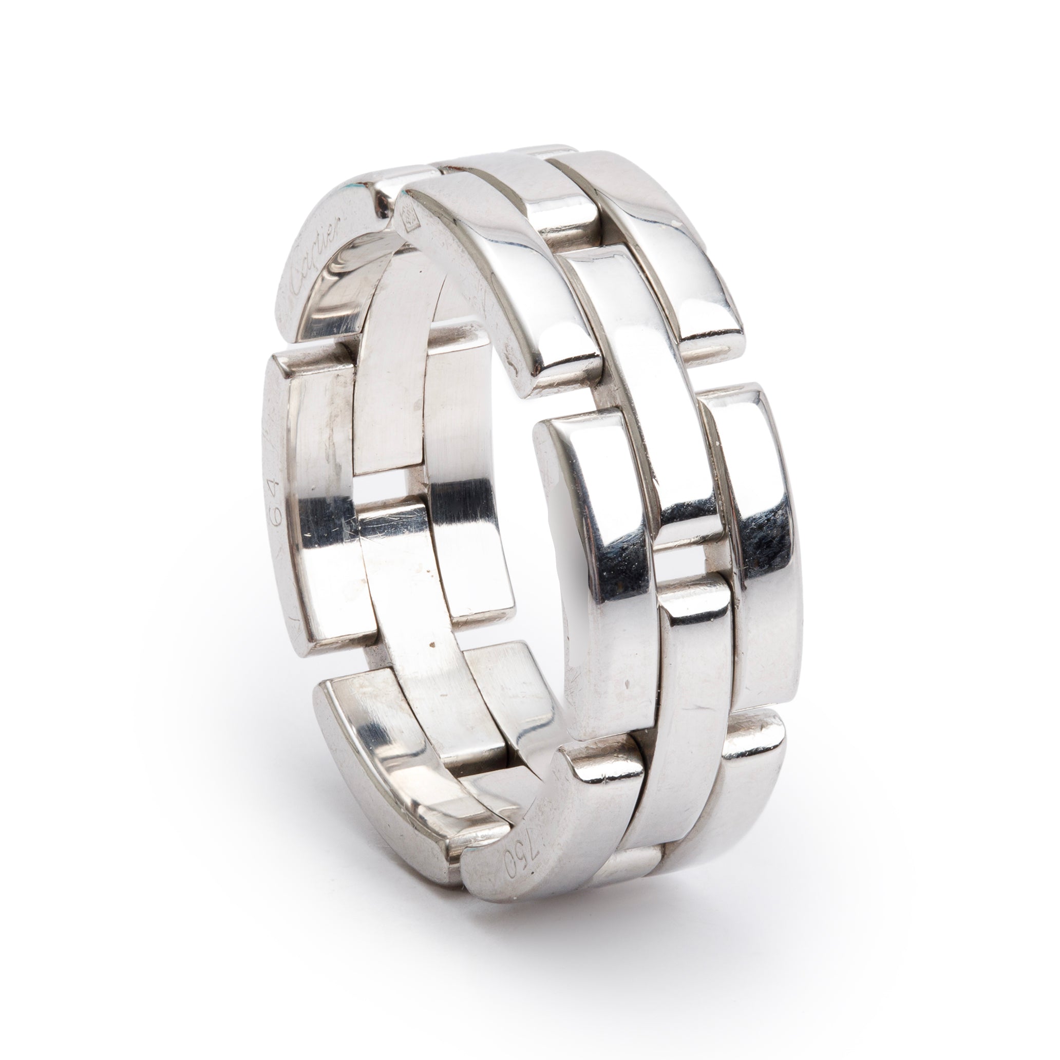 Cartier 18k White Gold Maillon Panthere Ring, Size 64 10.5