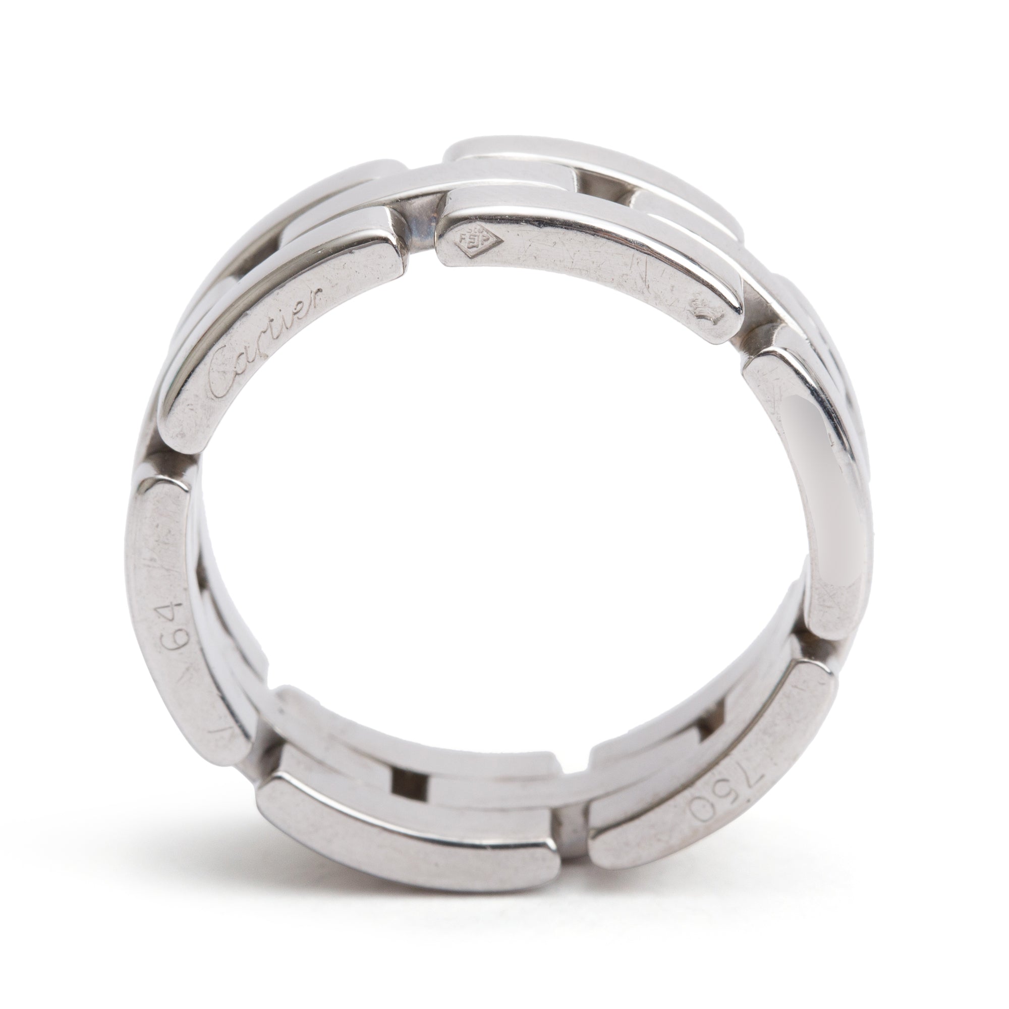 Cartier 18k White Gold Maillon Panthere Ring, Size 64 10.5