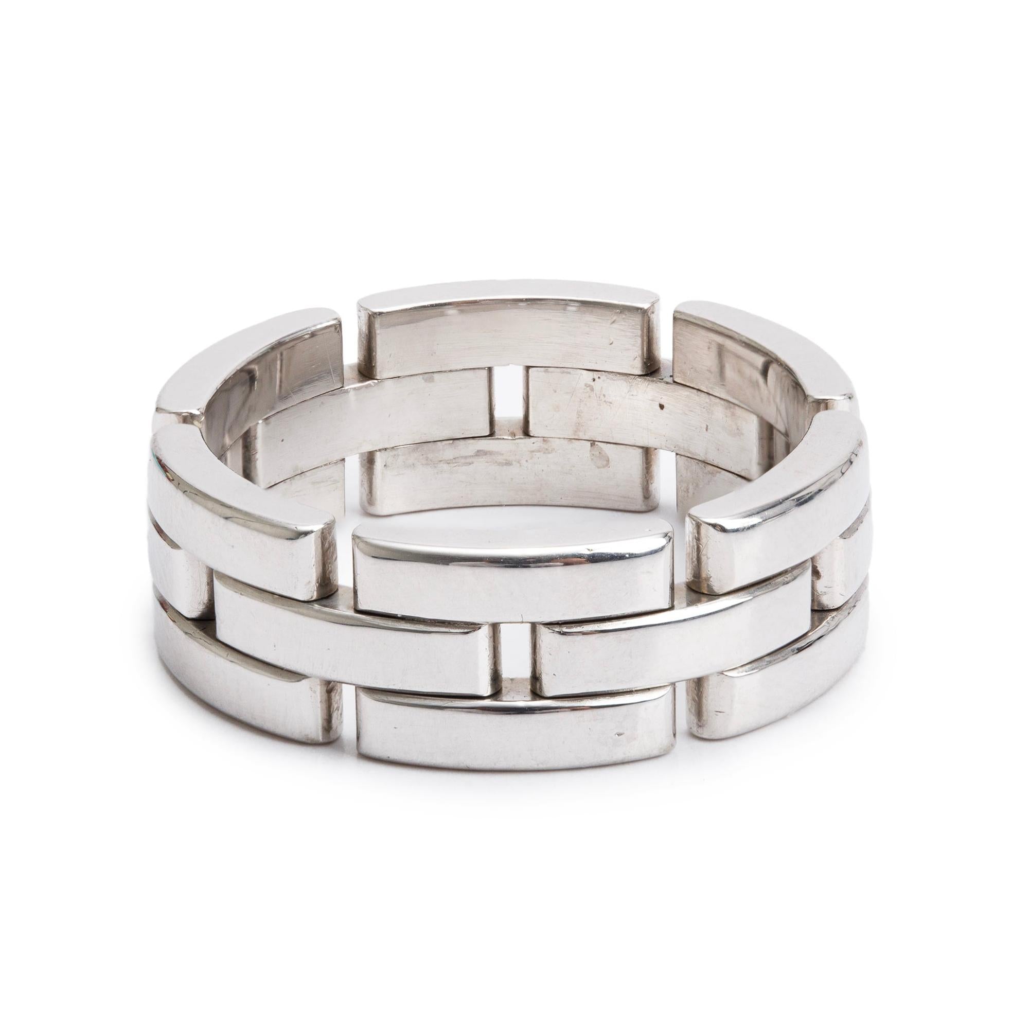 Cartier 18k White Gold Maillon Panthere Ring, Size 64 10.5