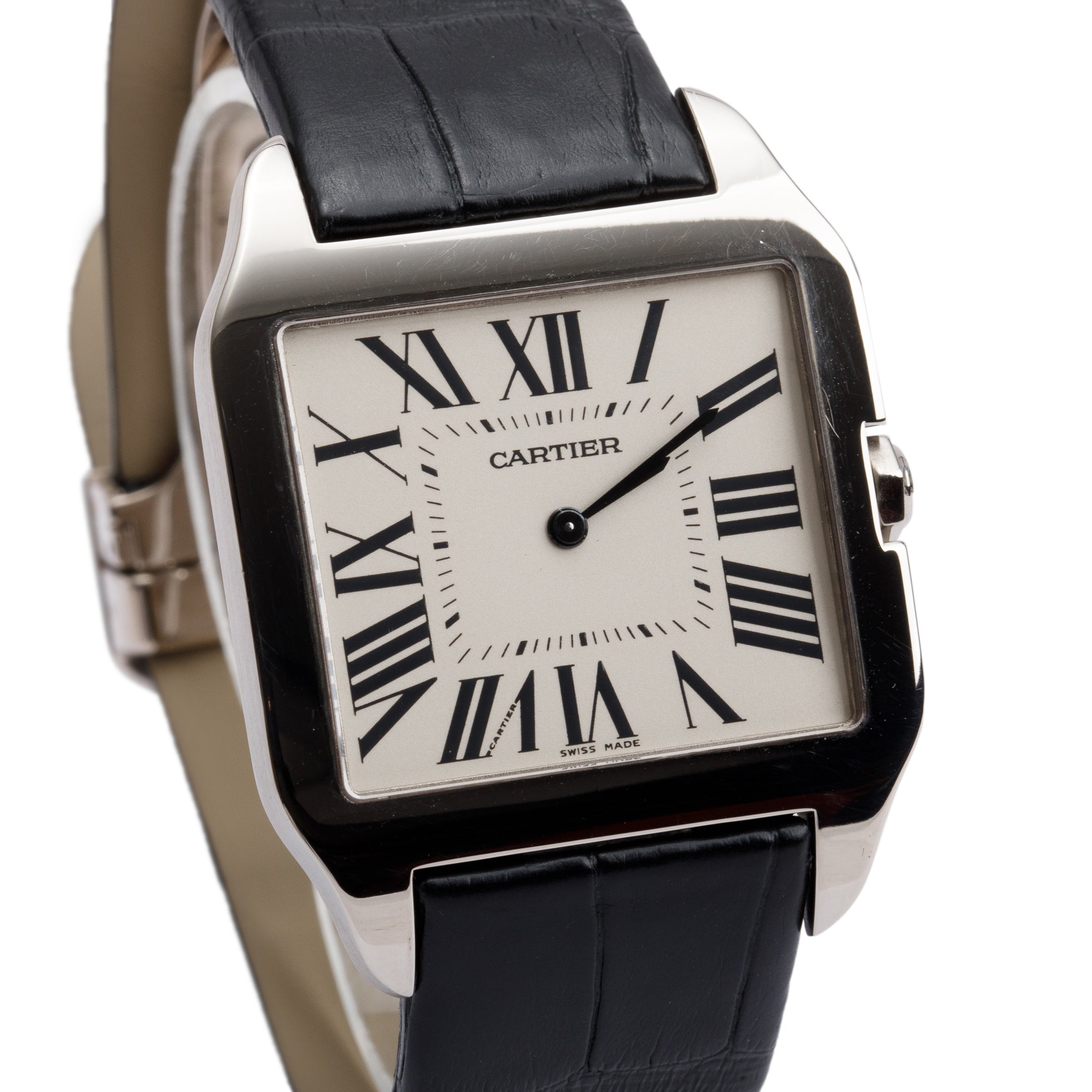 Cartier 18k White Gold Santos Dumont Watch 2651